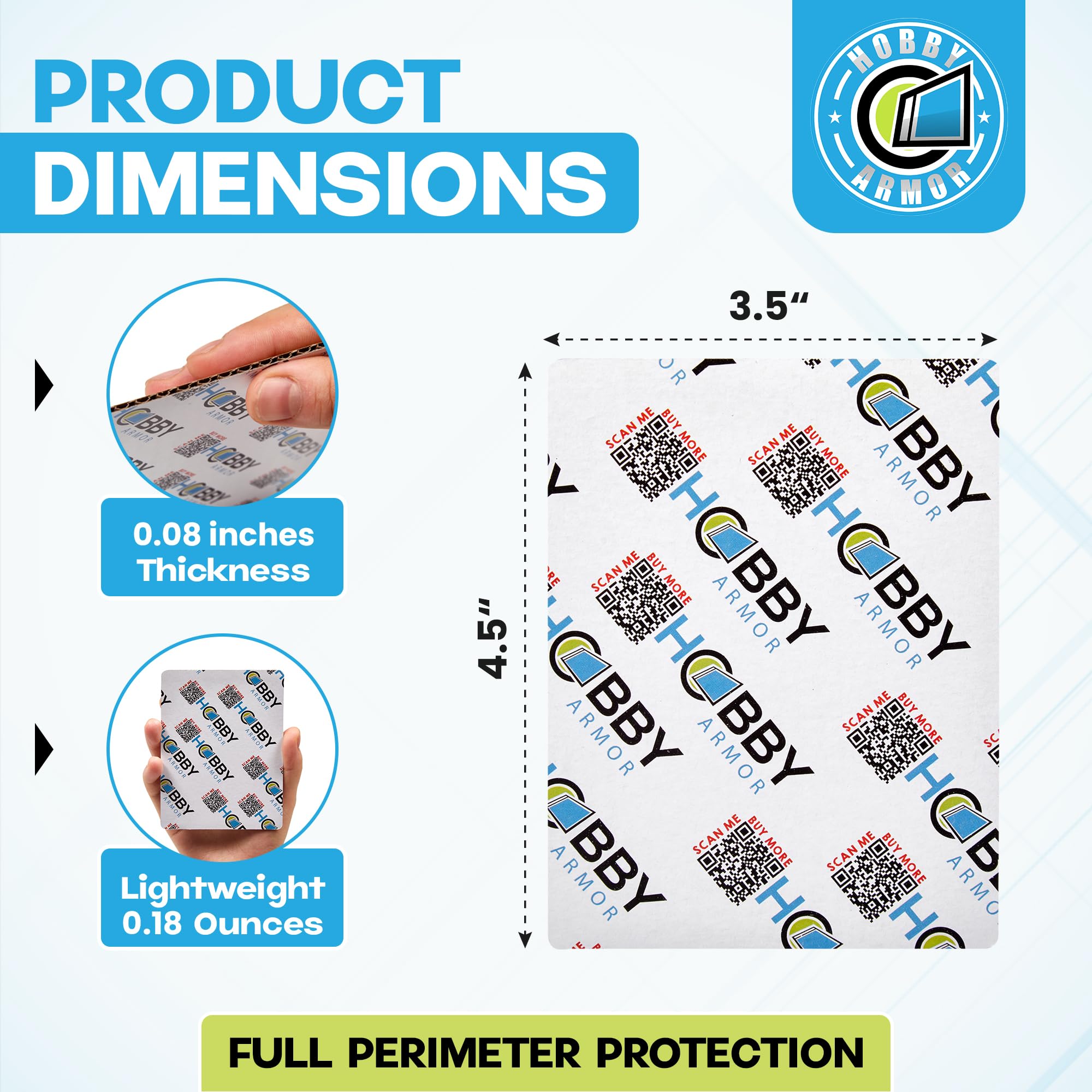 100 Pack Trading Card Shipping Protector by Hobby Armor, 3.5" x 4.5" with Rounded Corners, Vibrant Multi-Color Card Protector to Guard Cards From Dings, Premium Lightweight Cardboard Shipping Supplies