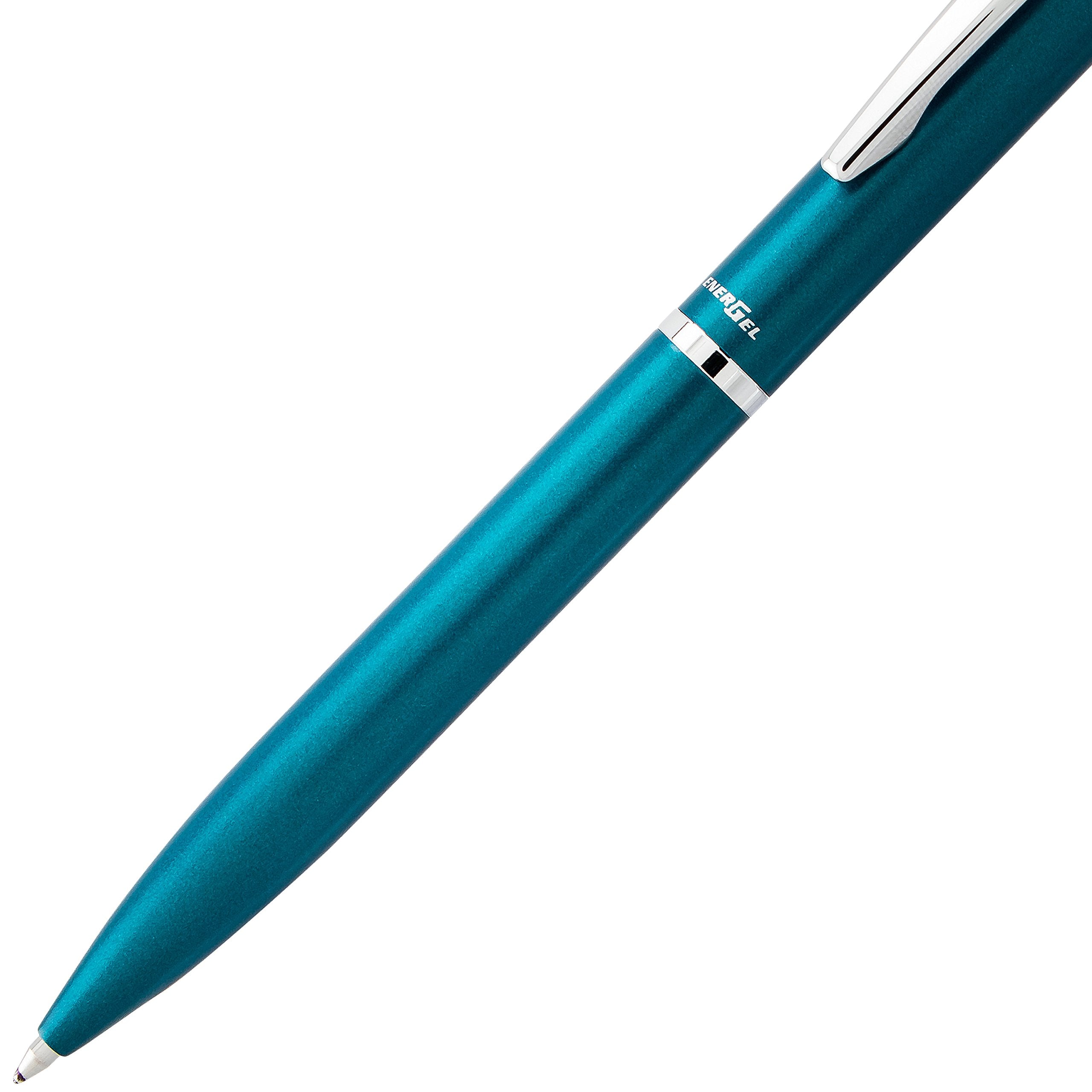Pentel EnerGel Liquid Gel Retractable Rollerball Pen, Sky Blue Metal Barrel, Gift, Everyday Writing, Office Supplies, Black Ink, 0.7mm Medium Point, BL2007S-AE1, 1 Each Includes Gift Box
