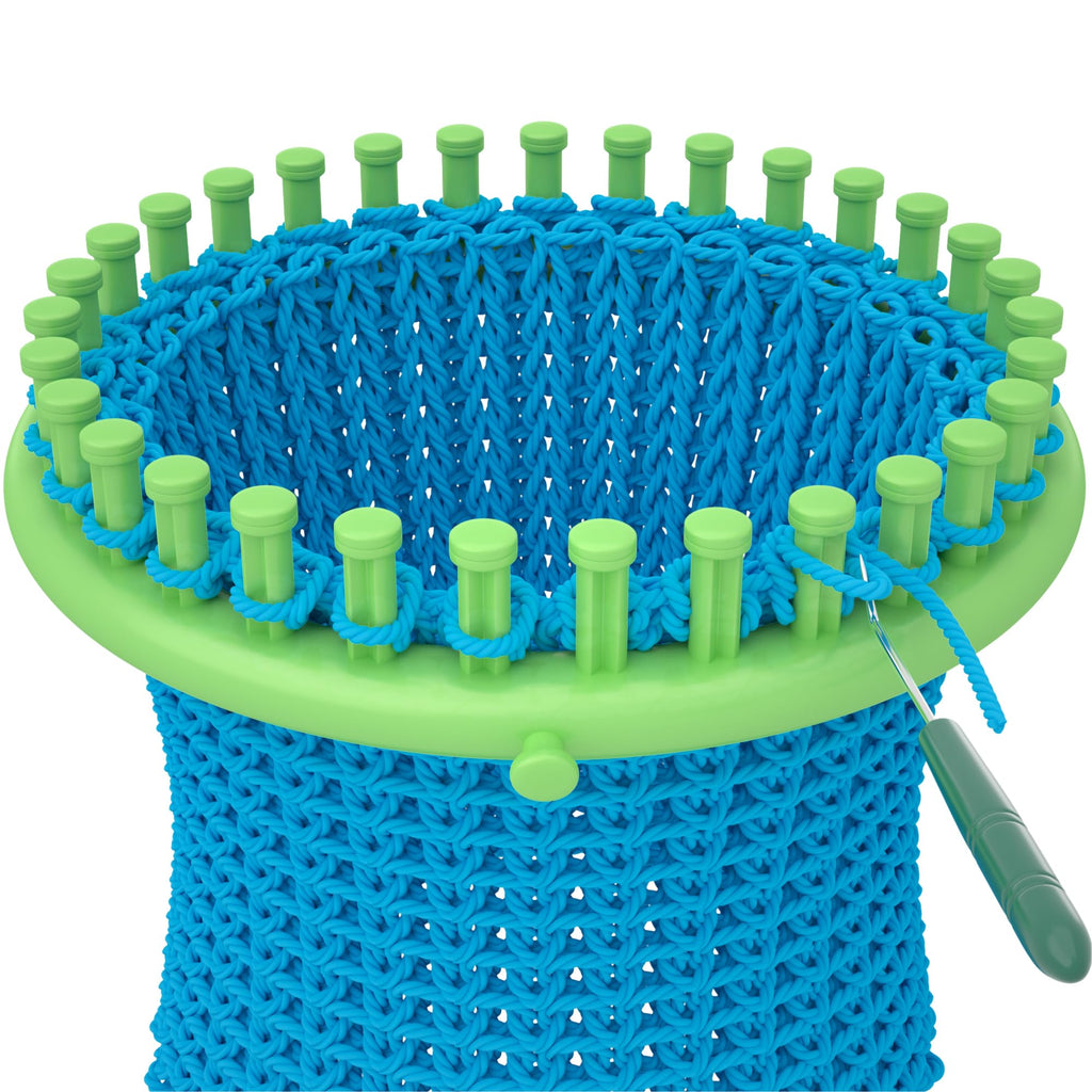 READAEER Knitting Loom Kit with Pompom Maker, Round Knitting Loom for Hat, Rectangular for Blanket Scarf Shawl, Knitting Loom Kit for Beginner