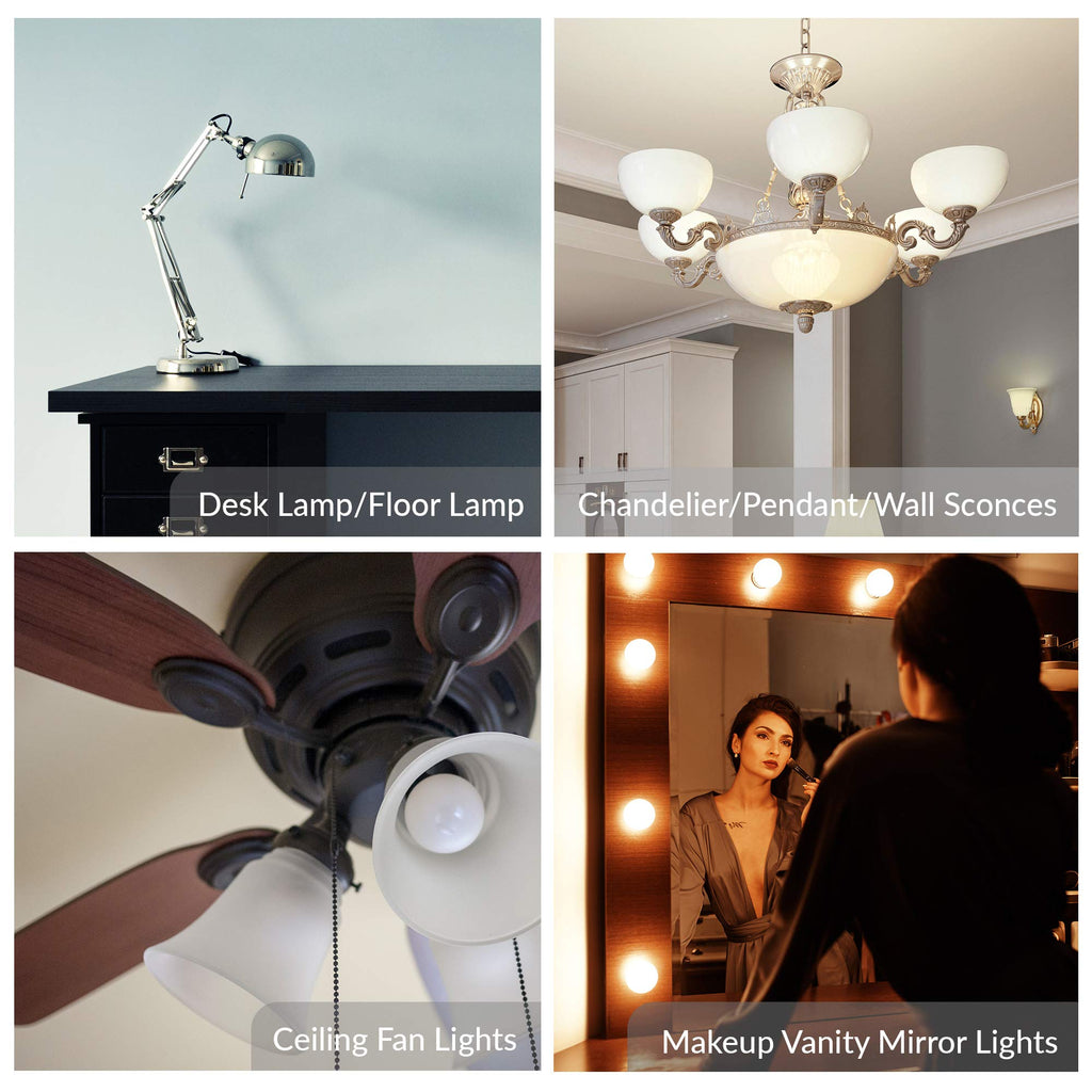 Simba Lighting Small Globe G16.5 Round Bulb 25W E12 Candelabra Base (10 Pack) for Chandelier, Ceiling Fan, Decorative Vanity Lights, Sconce, Aromatic Wax Warmer, Frosted Glass 120V, 2700K Warm White