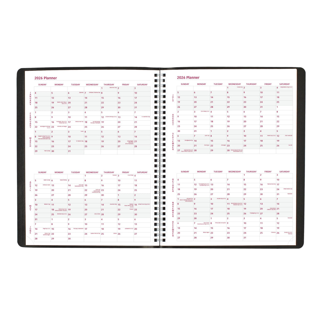 Brownline® 2026 Essential Monthly Planner, 14 Months, December 2025 to January 2027, Twin-Wire Binding, 11" x 8.5", Black (CB1262.BLK-26)