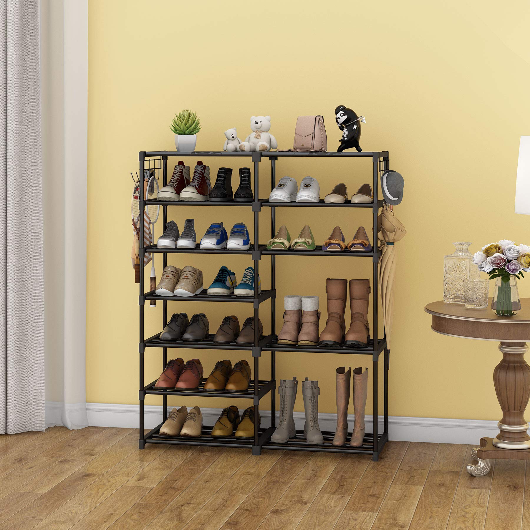 Tribesigns Shoe Rack Shoe Tower Shoe Shelf Shoe Storage Organizer Unit Entryway Shelf Stackable Cabinet 24-30 Pairs 7-Tier Durable Metal Shoe Rack Boots Organizer