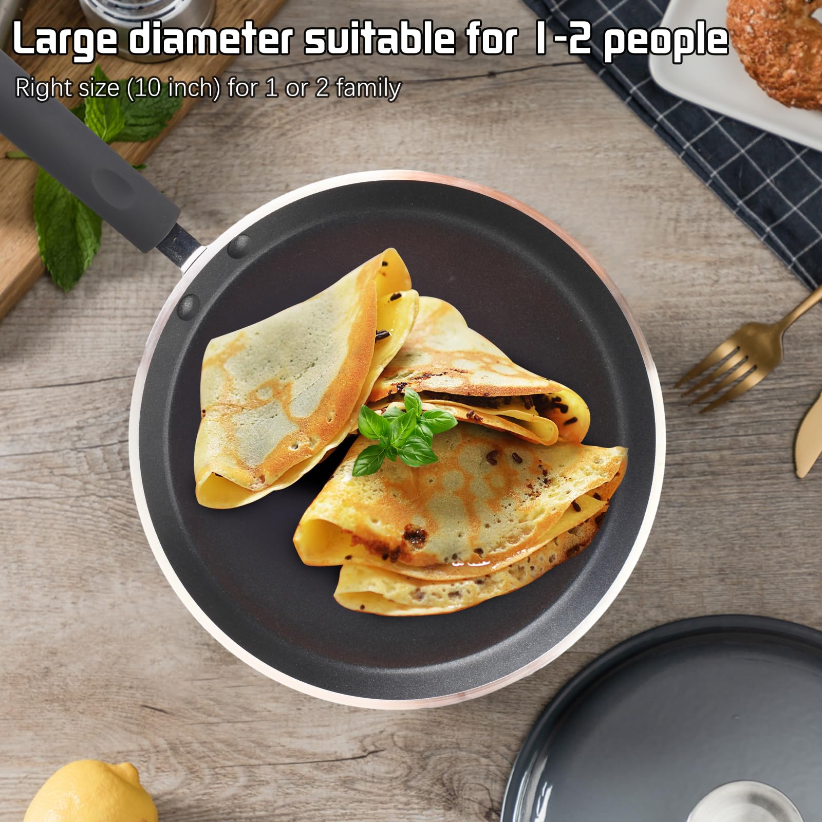 swiflon 10 Inch Nonstick Crepe Pan – Aluminum Pancake Skillet for Omelets, Induction Safe, PFOA-Free, Warp-Resistant