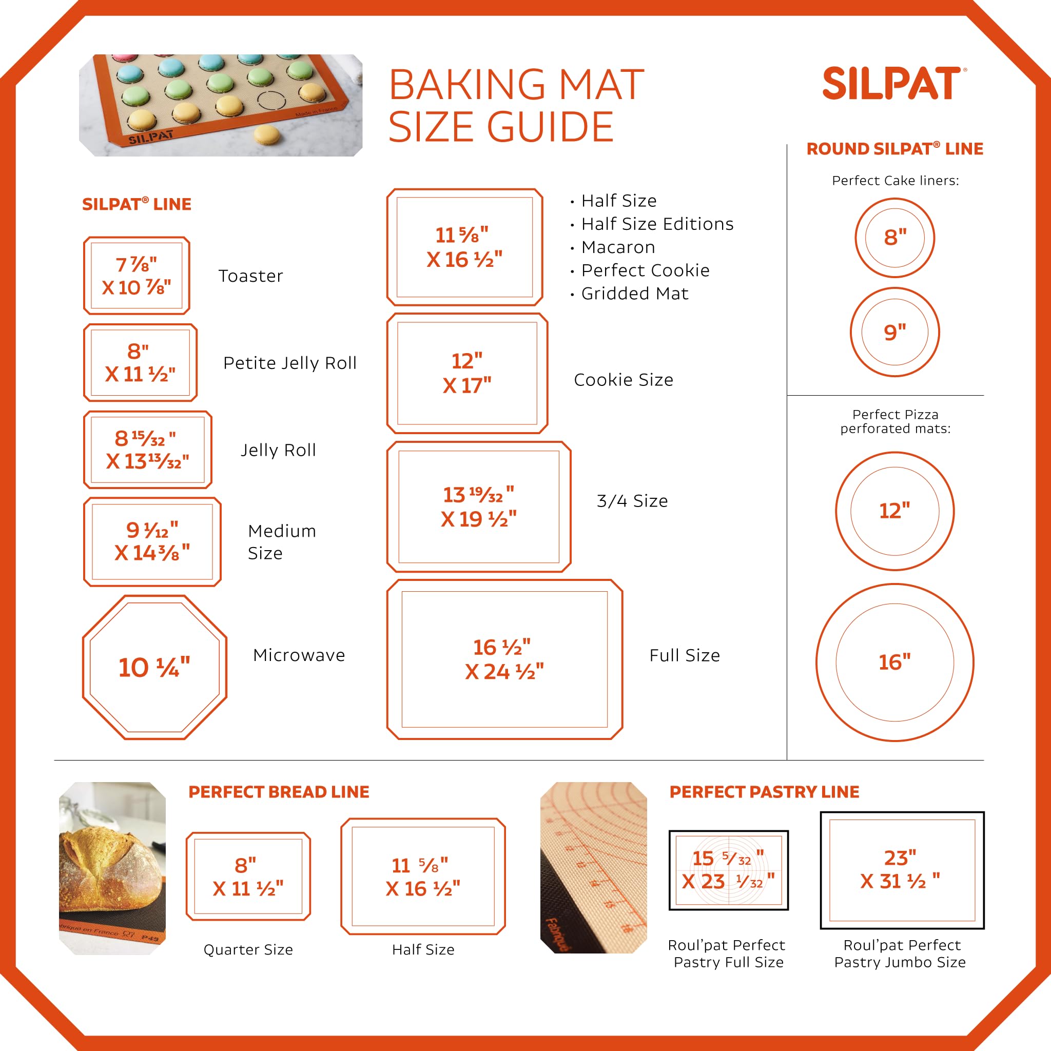 Silpat AE275200-01 Premium Non-Stick Silicone Baking Mat, 7-7/8-Inch by 10-7/8-Inch, Tan