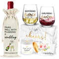 JTAMOHI Engagement Gifts for Couples, 5 Pcs Fiance Fiancee Wine Glass Gifts Set, Engagement Gifts for Newly Engaged Couples, Fiance Fiancee Gifts for Him and Her, Newlywed Wedding Gifts, Bridal Shower