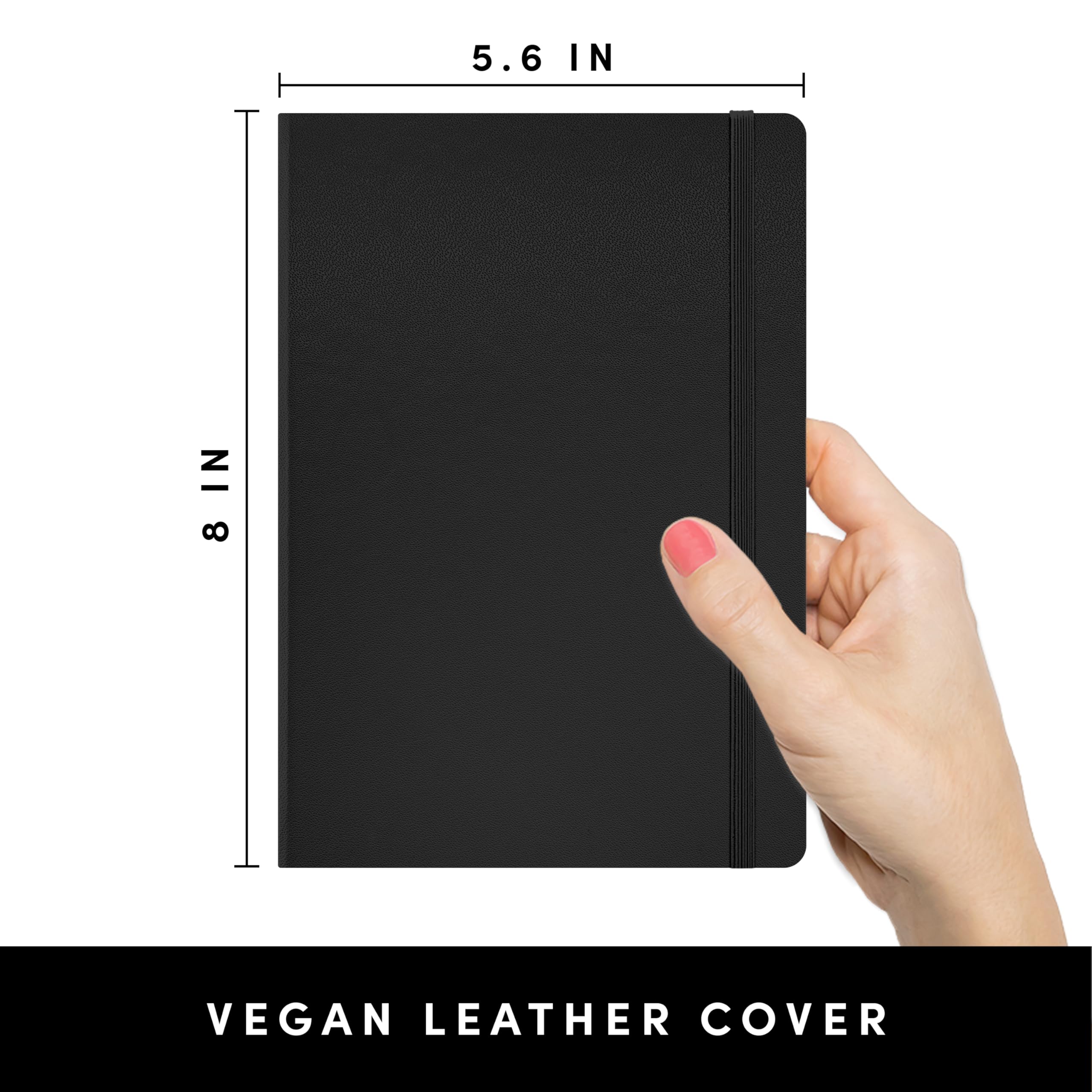PAPERAGE Lined Journal Notebook, (Black), 252 Pages, Medium 5.6 in x 8 in - 100 GSM Thick Paper – Hardcover Journaling Notebook for Work, School & Note Taking