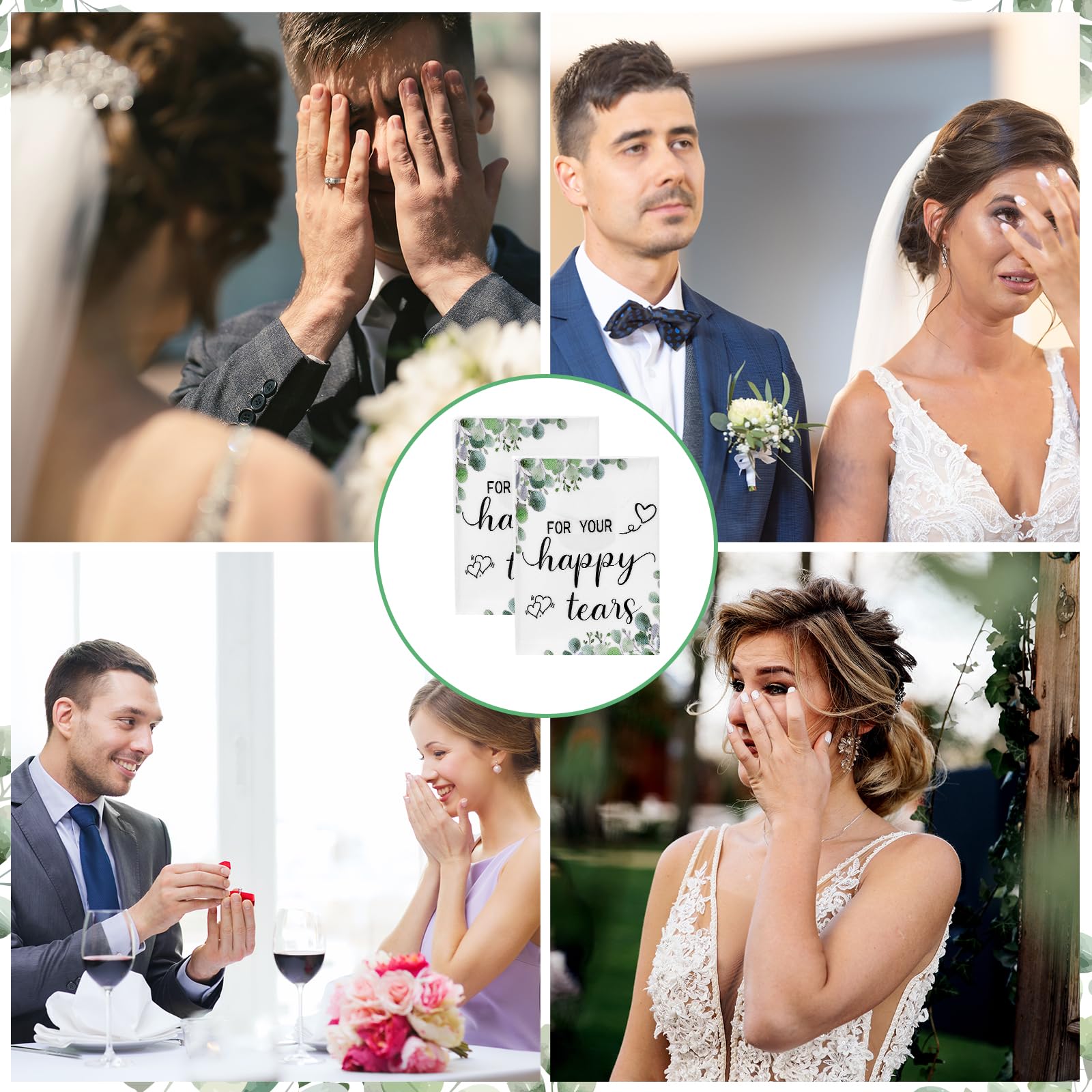 Haiabei 50-Pack Wedding Facial Tissues Items for Welcome Bags for Your Happy Tears Flower Pocket Mini Tissues 4 Ply Travel Size Bulk Individual Tissue Packs Stuffers Gift Bride Groom Mother Guests