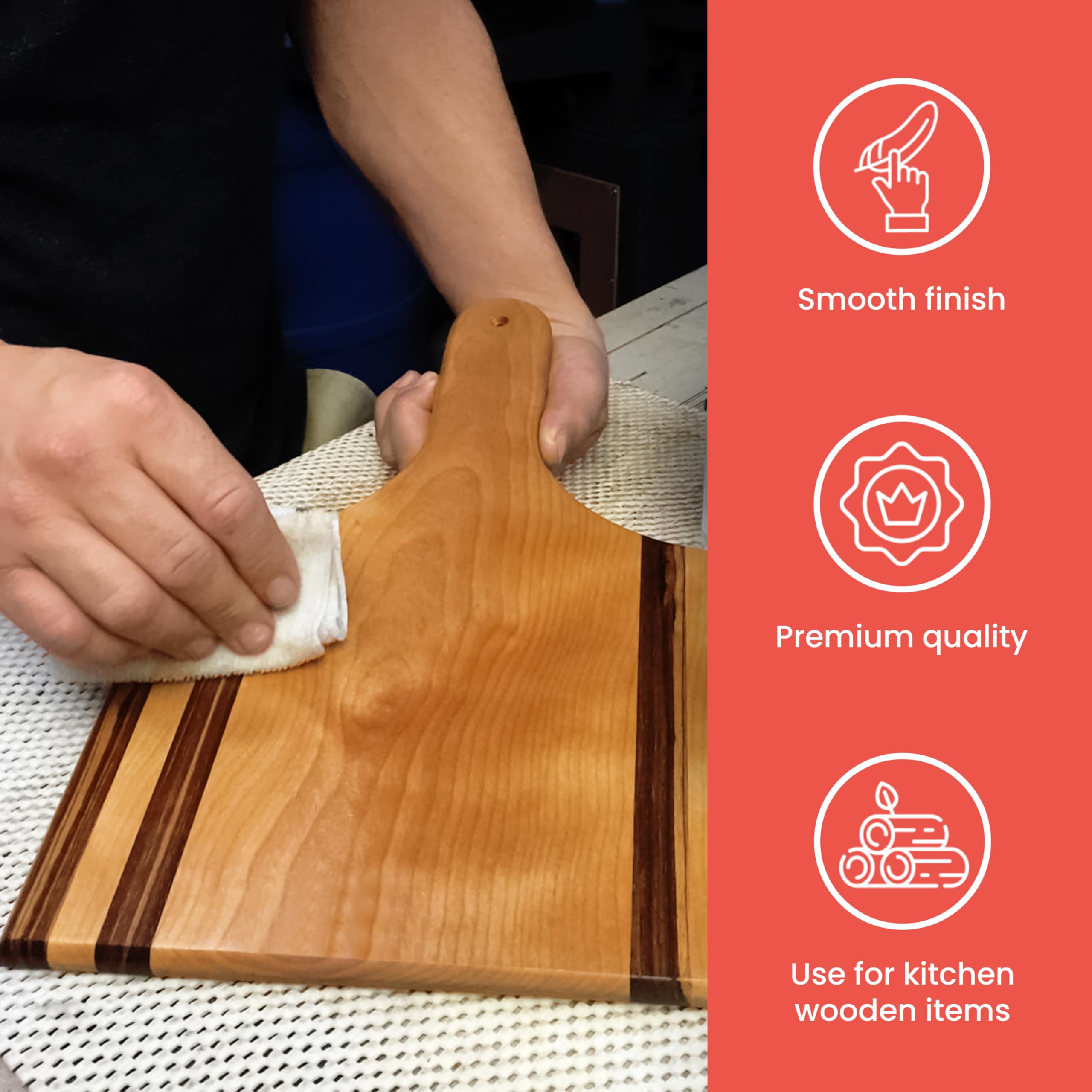 Cutting Board Cream 100% CANADIAN WAX and OIL - Food Grade Wax for Wooden Utensils, Tools, Countertops - Cutting Board Polish - Cracking and Warping Protection - 118ml/(4 oz) - Beaver Wood Care