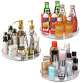 3 Pack Clear Lazy Susan Turntable Cabinet Organizer, 9 Inch Rotating Plastic Storage Tray for Cabinets, Countertops, Table, Fridge Pantry