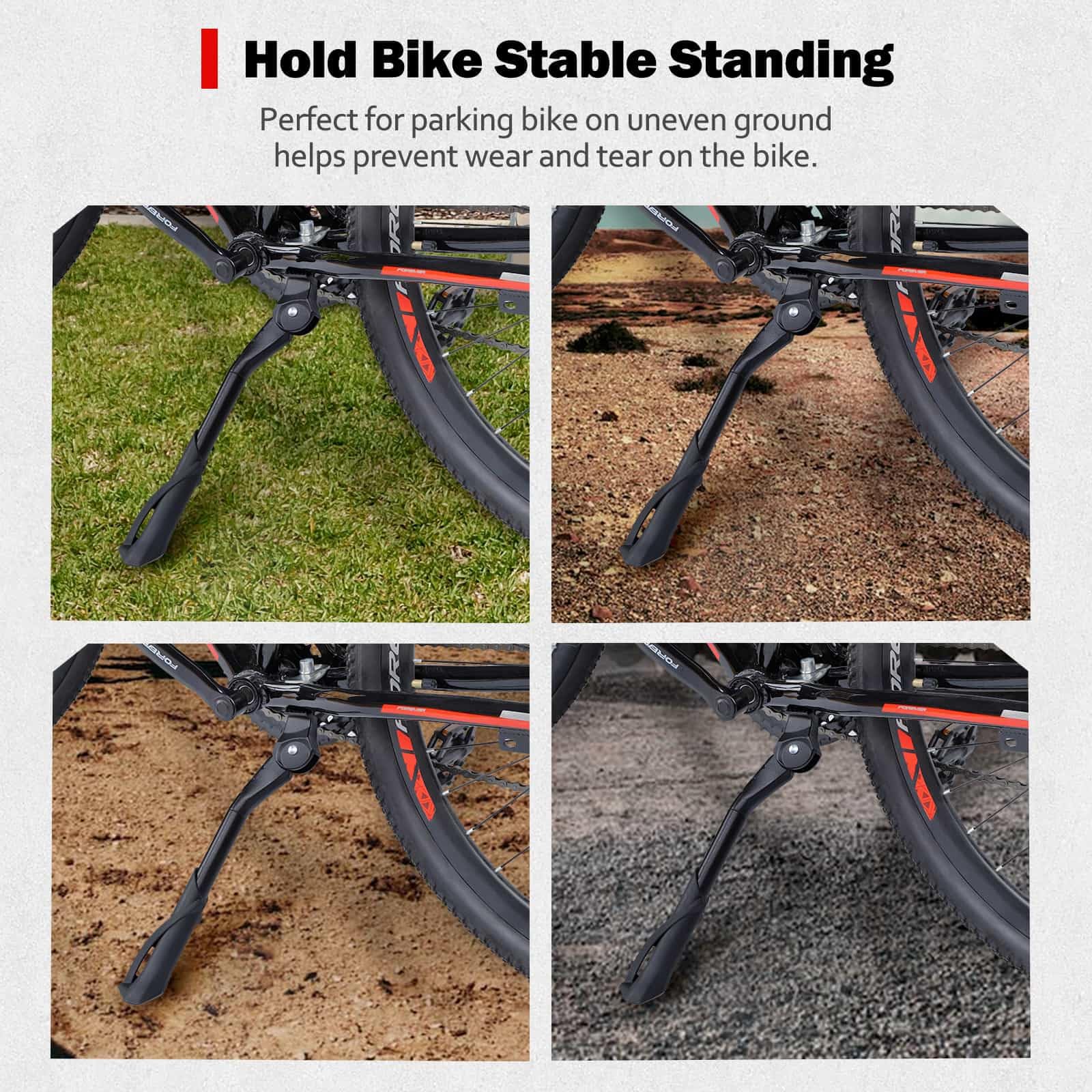 CYFIE Bike Kickstand, Center Mount Bicycle Kick Stand for Adult Bike 22 24 26 inch Wheel, Universal Adjustable Kickstands for 22" - 26" Adult Mountain Road Bike