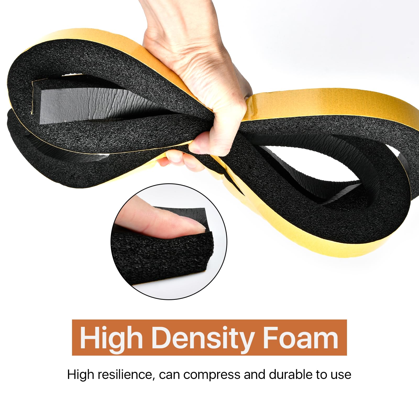 Supkiir 3 Rolls Weather Stripping Foam Tape, 20 Feet Self Adhesive Weather Stripping Door Seal Strip, High Density Foam Sealing Strip for Door Window Insulation Soundproof (1”W x 1”T)