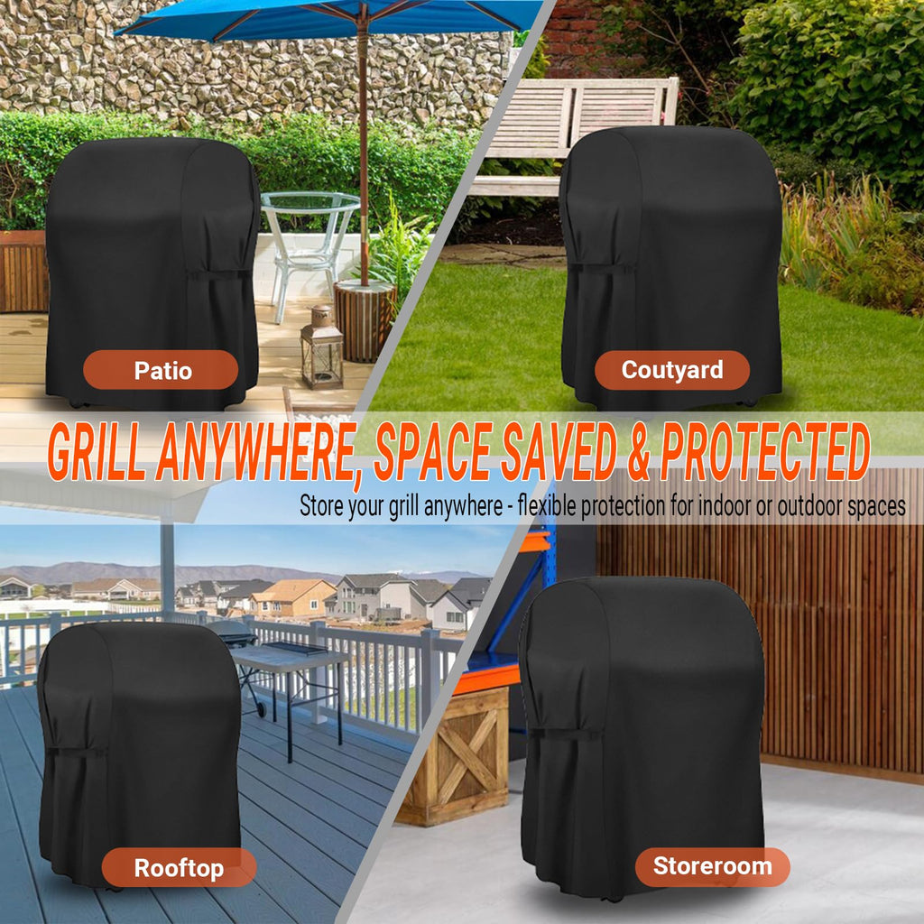 Housse BBQ Cover Grill Cover, 32-inch Heavy Duty Oxford Waterproof Windproof Resistant BBQ Gas Grill Cover for Outdoor Barbecue Fit Most Brands Weber, Brinkmann, Char Broil, Holland (Black, 30 Inch)