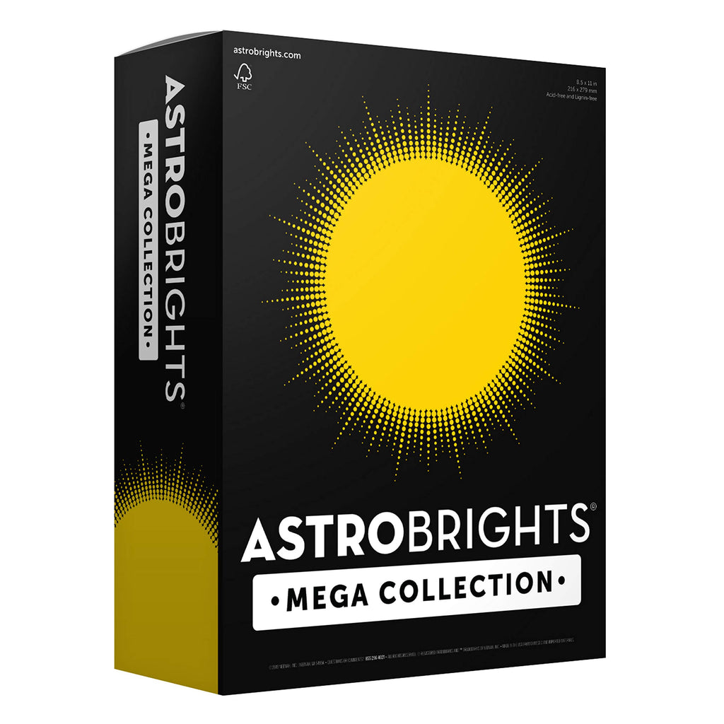 Astrobrights Mega Collection, Colored Paper, Bright Yellow, 625 Sheets, 24 lb/89 gsm, 8.5" x 11"-MORE SHEETS! (91618), Solar, Ream