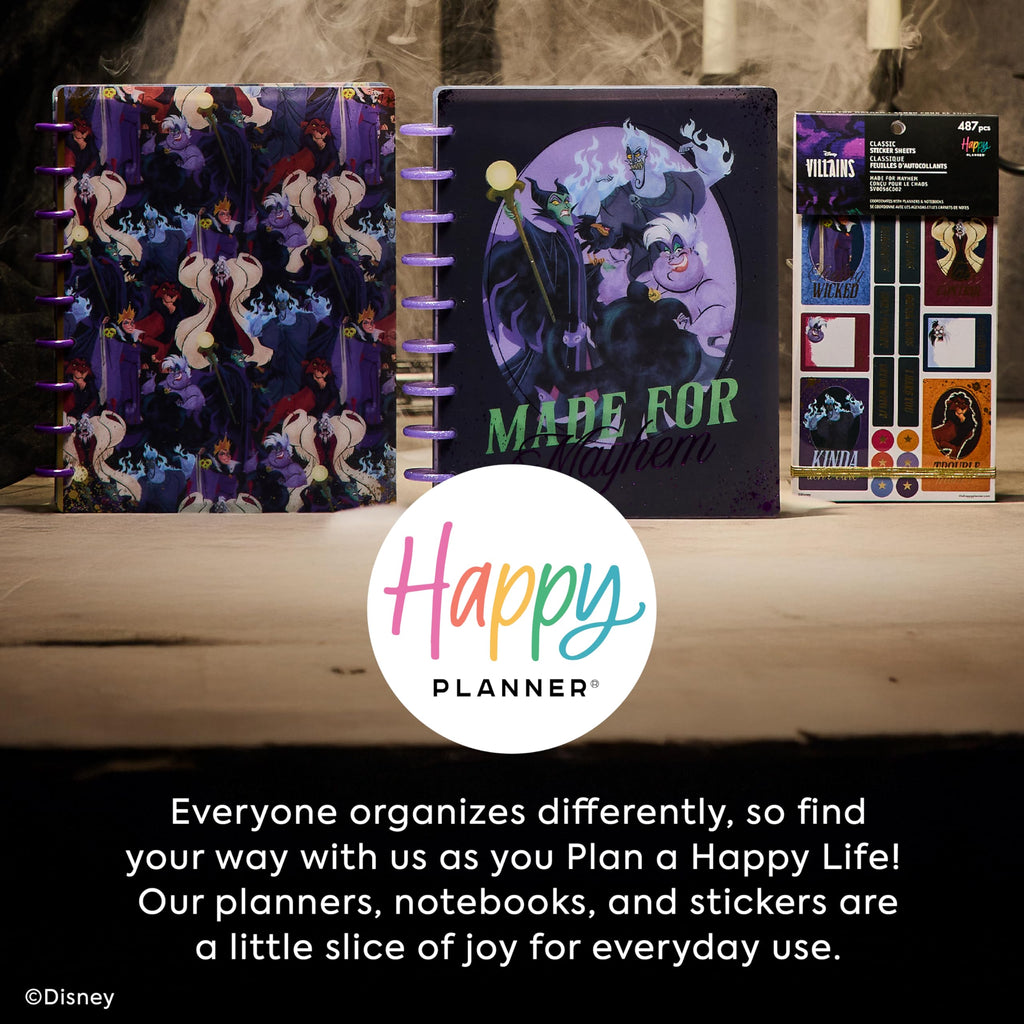 Happy Planner Disney’s Villains Notebook for Office, School or Journaling, Disc-Bound Notebook, Classic Sized, 60 Dot-Lined Pages, Made for Mayhem