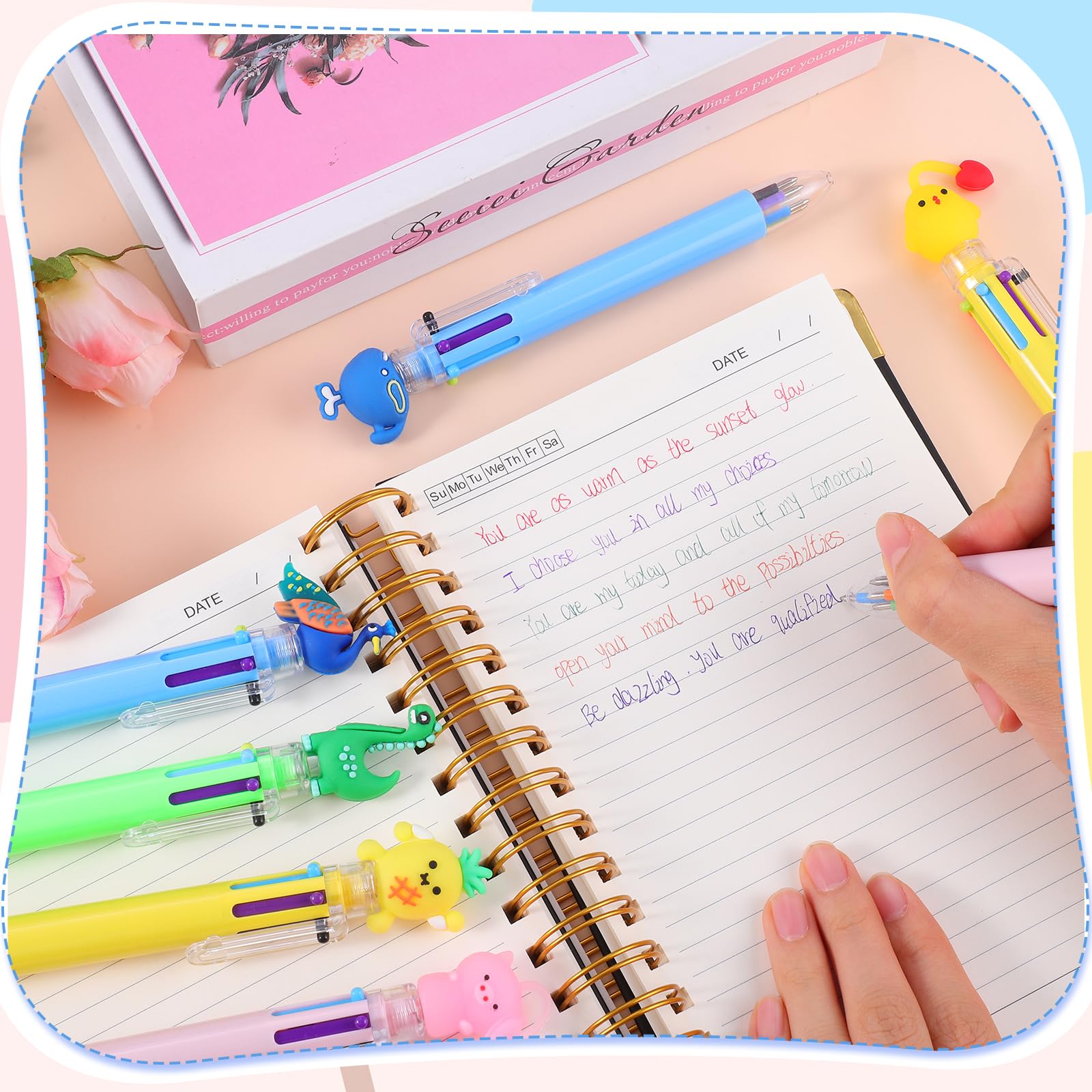 30 Pack Multicolor Pen in One Easter Party Favors 6-in-1 Fun Pens 6 Colors Cute Pens Easter Classroom Gifts Retractable Ballpoint Pen for Birthday Gifts, Student Rewards, Class Prizes