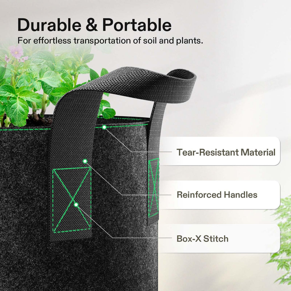 VIVOSUN 10-Pack 3 Gallon Grow Bags Heavy Duty 300G Thickened Nonwoven Plant Fabric Pots with Handles