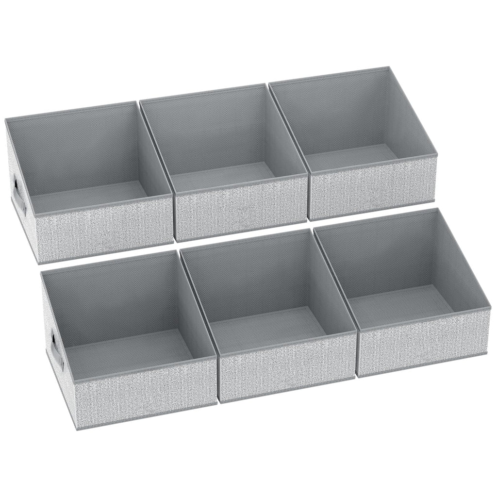 DIMJ Closet Storage Bins Shelves - 6 Pack Foldable Storage Box Trapezoid Closet Cube Organizer, Clothing Containers Basket Organization for Towel, DVD, Dorm - Ant Grey