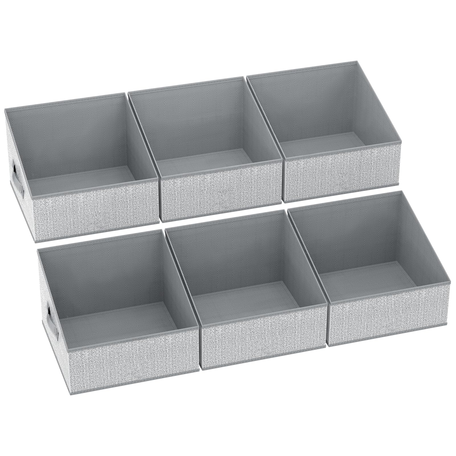 DIMJ Closet Storage Bins Shelves - 6 Pack Foldable Storage Box Trapezoid Closet Cube Organizer, Clothing Containers Basket Organization for Towel, DVD, Dorm - Ant Grey