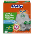 Hefty Ultra Strong Renew Tall Kitchen Trash Bags, White, Clean Burst Scent, 13 Gallon, 80 Count