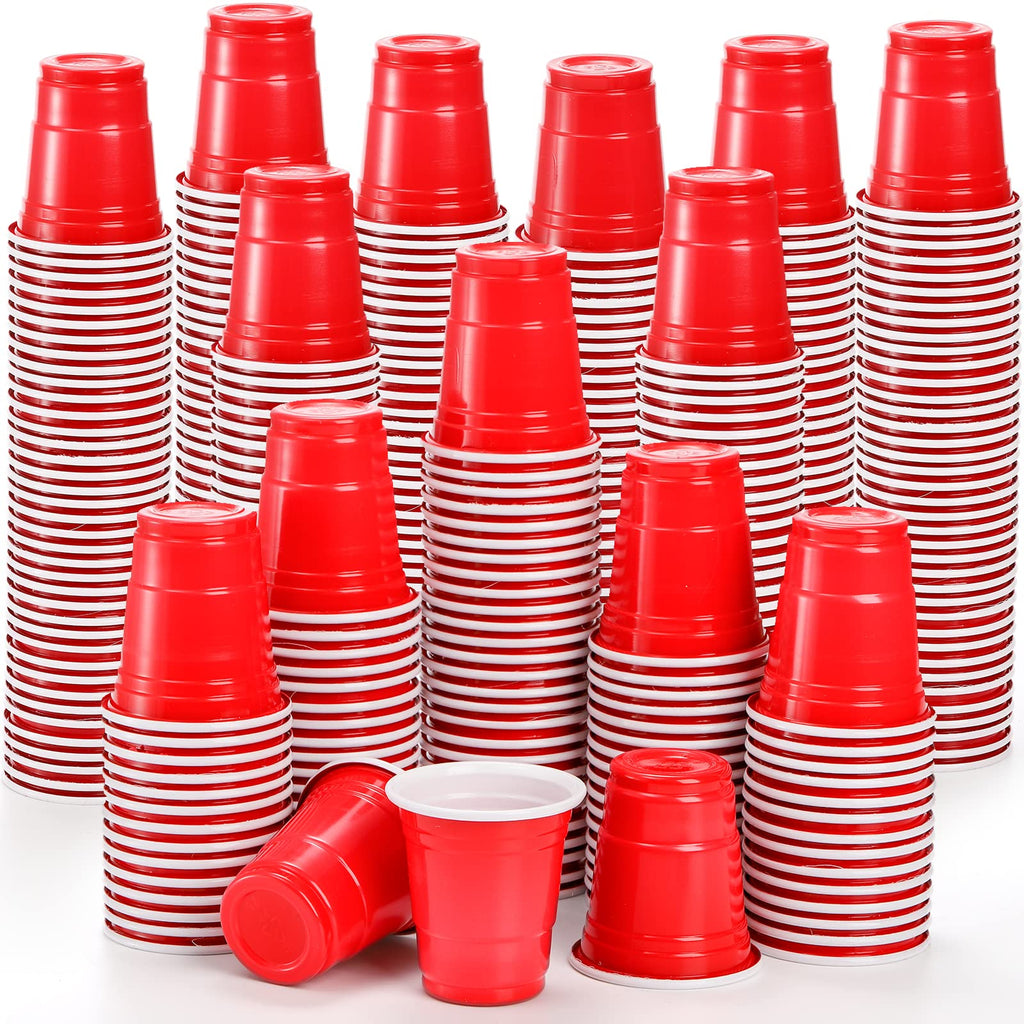 WUWEOT 700 Pack Red Plastic Shot Glasses, 2 Ounce Reusable Party Cups, Mini Tasting Cups Jello Shots Glasses for Serving Condiments, Snacks, Samples and Tastings
