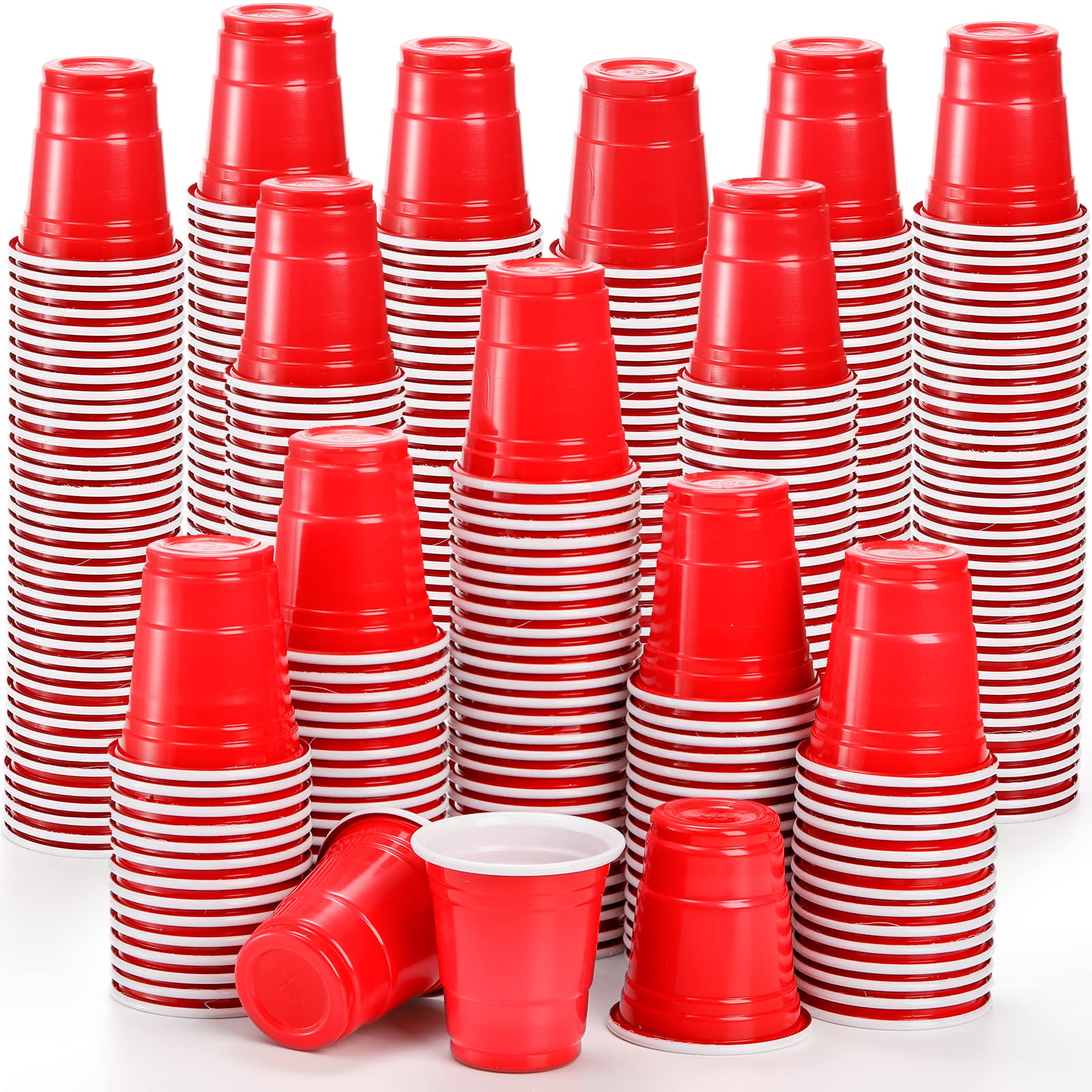 WUWEOT 700 Pack Red Plastic Shot Glasses, 2 Ounce Reusable Party Cups, Mini Tasting Cups Jello Shots Glasses for Serving Condiments, Snacks, Samples and Tastings