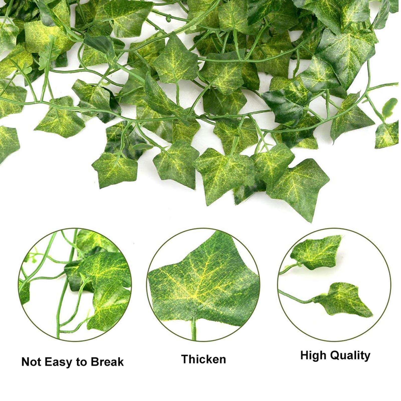 DazSpirit 48Pcs Fake Vines, 336 Ft Artificial Ivy Vines, Artificial Ivy Leaf Garland, Greenery Ivy Garland, Vines for Bedroom, Wedding, Party, Home, Garden, Kitchen, Office, Wall Decoration