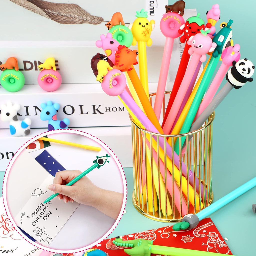 SANNIX 50 Pieces Cartoon Cute Gel Ink Rollerball Pens Bulk Assorted Styles Novelty Writing Pen for Kids Gift School Office Home Supplies Present