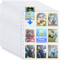 60 Pack 1080 Pockets Binder Card Sleeves Double-Sided 9 Pocket Trading Card Pages for 3 Ring Binder, Clear Plastic Pages Sleeves for Sport Cards, Business Cards, Game Cards, Photos