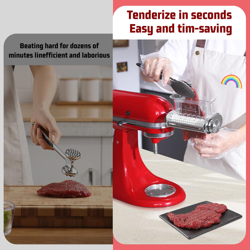 Meat Tenderizer Attachment for KitchenAid Stand Mixers, 3 Adjustable Thickness, Meat Tenderizer Machine, Meat Cuber Accessories, Dishwasher Safe