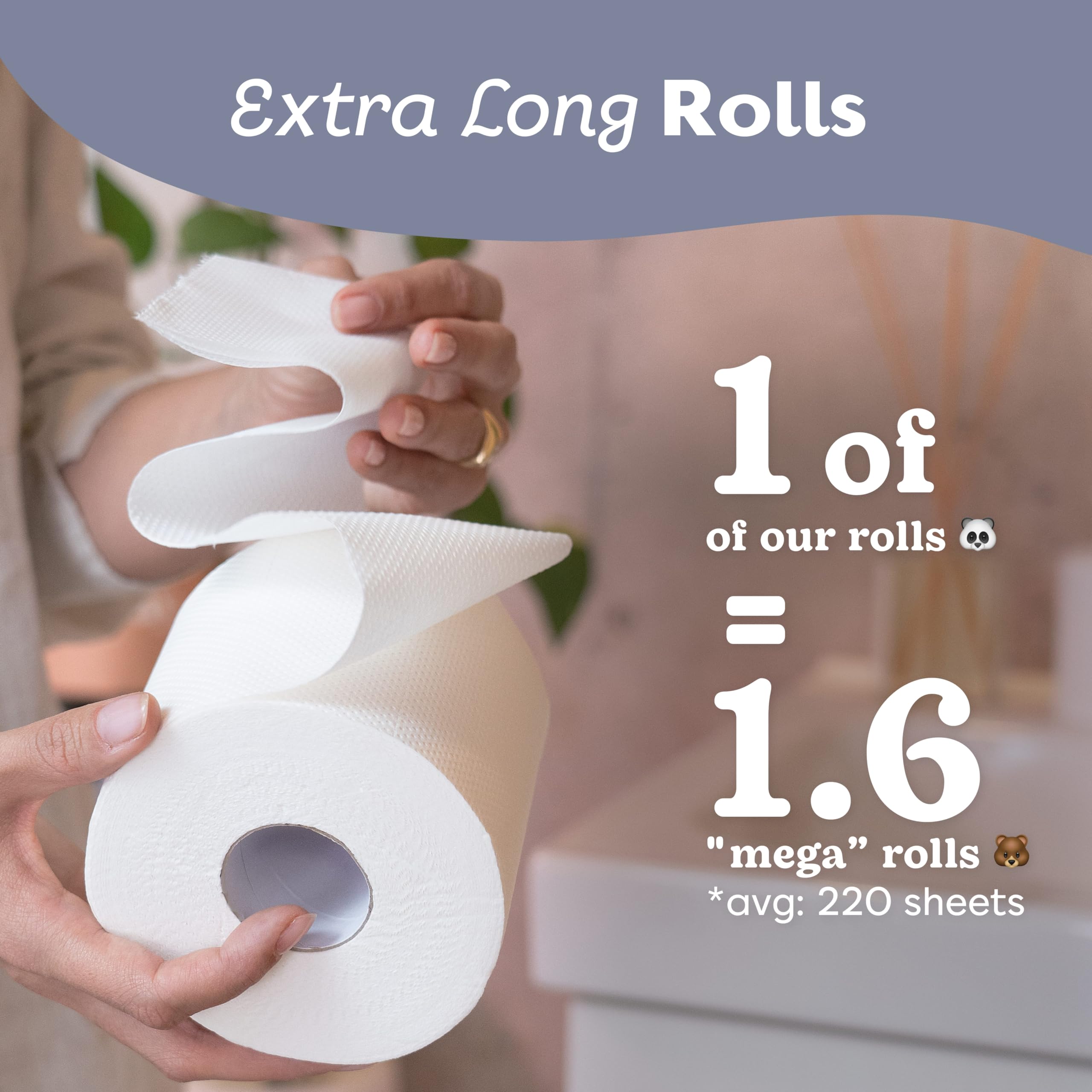 Betterway Bamboo Toilet Paper 3 PLY - Eco Friendly, Sustainable Toilet Tissue - 12 Double Rolls & 360 Sheets Per Roll - Septic Safe - Organic, Plastic Free, Compostable & Biodegradable - FSC Certified