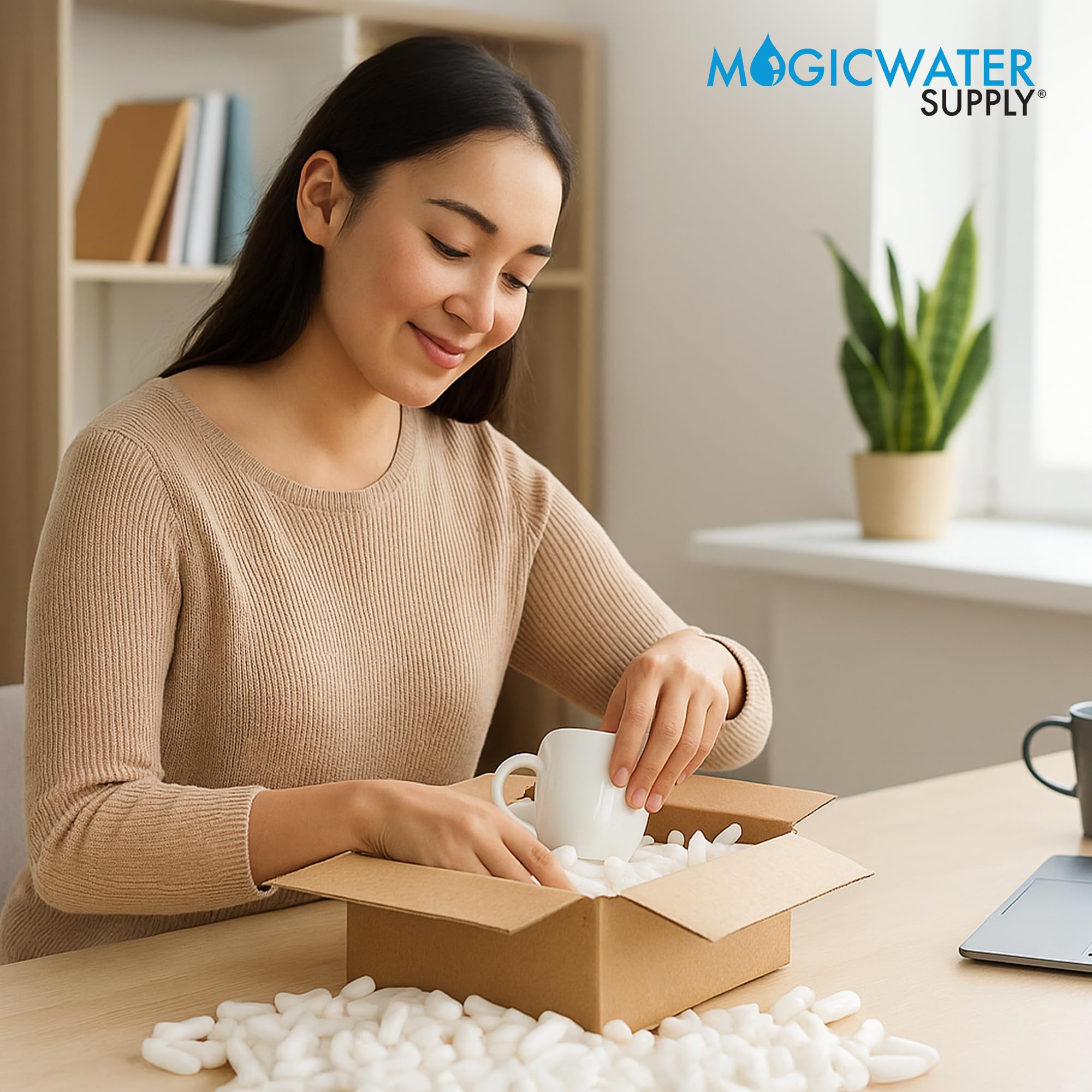 1 Cu Ft White Bio Tube Recycled Anti Static Packing Peanuts Popcorn Tube Shape Loose Fill | Magicwater Supply