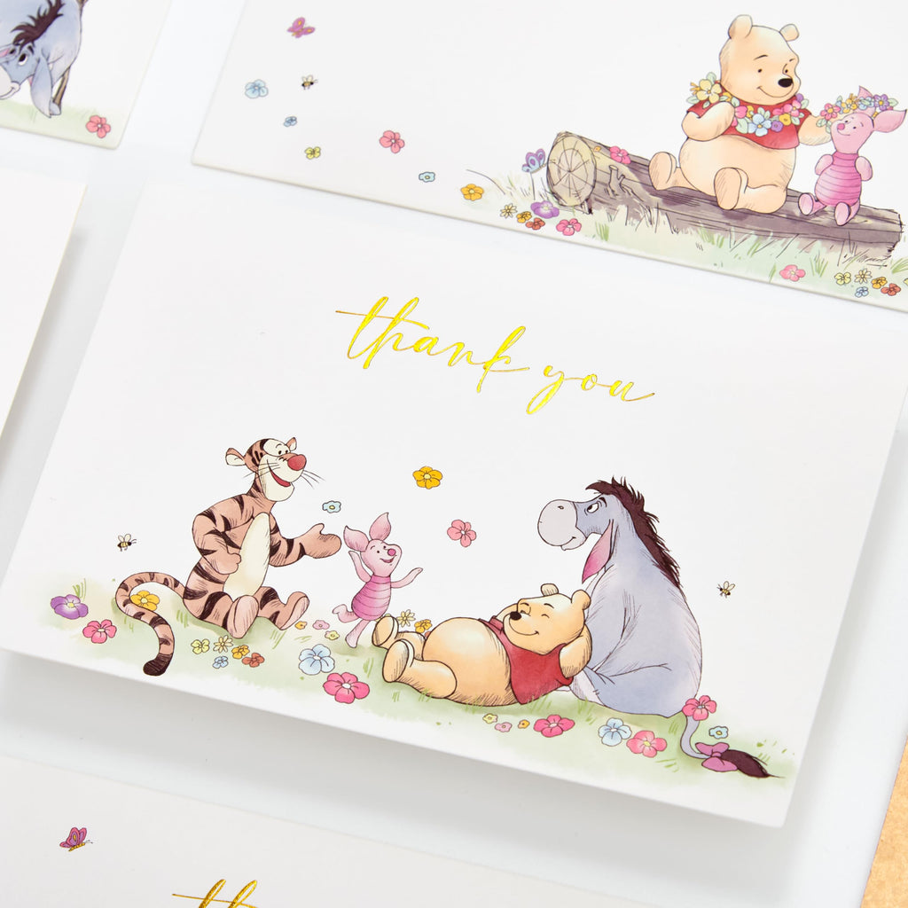 Crisky Gold Foil Cute Bear Thank You Cards Blank Inside with Envelopes and Stickers, 50 Pack Animal Thank You Cards for Baby Showers, Birthdays, Friendsgiving