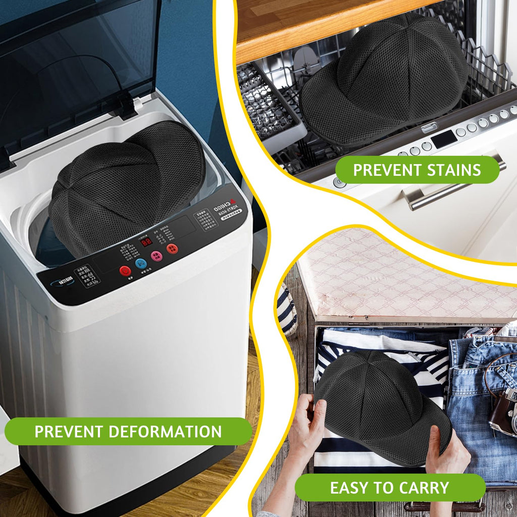 Eiito Hat Washer Cage,Hat Washing Machine with Frame Cage and Hats Washers Bag,Hats Washer for Baseball Caps,Suitable for Adult and Kid'S 2-Pack Black