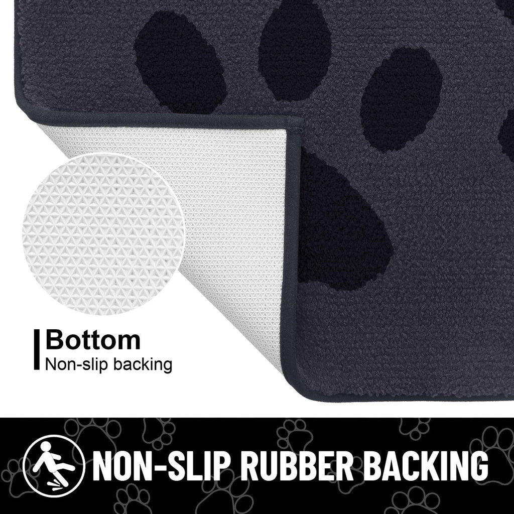 Arotive Indoor Door Mat, 20" x 30" Absorbent Dirt Resist Washable Front Back Door Mat, Non-Slip Low-Profile Dog Paws Entrance Doormat, Durable Inside Floor Mats for Entryway, Dark Grey and Black