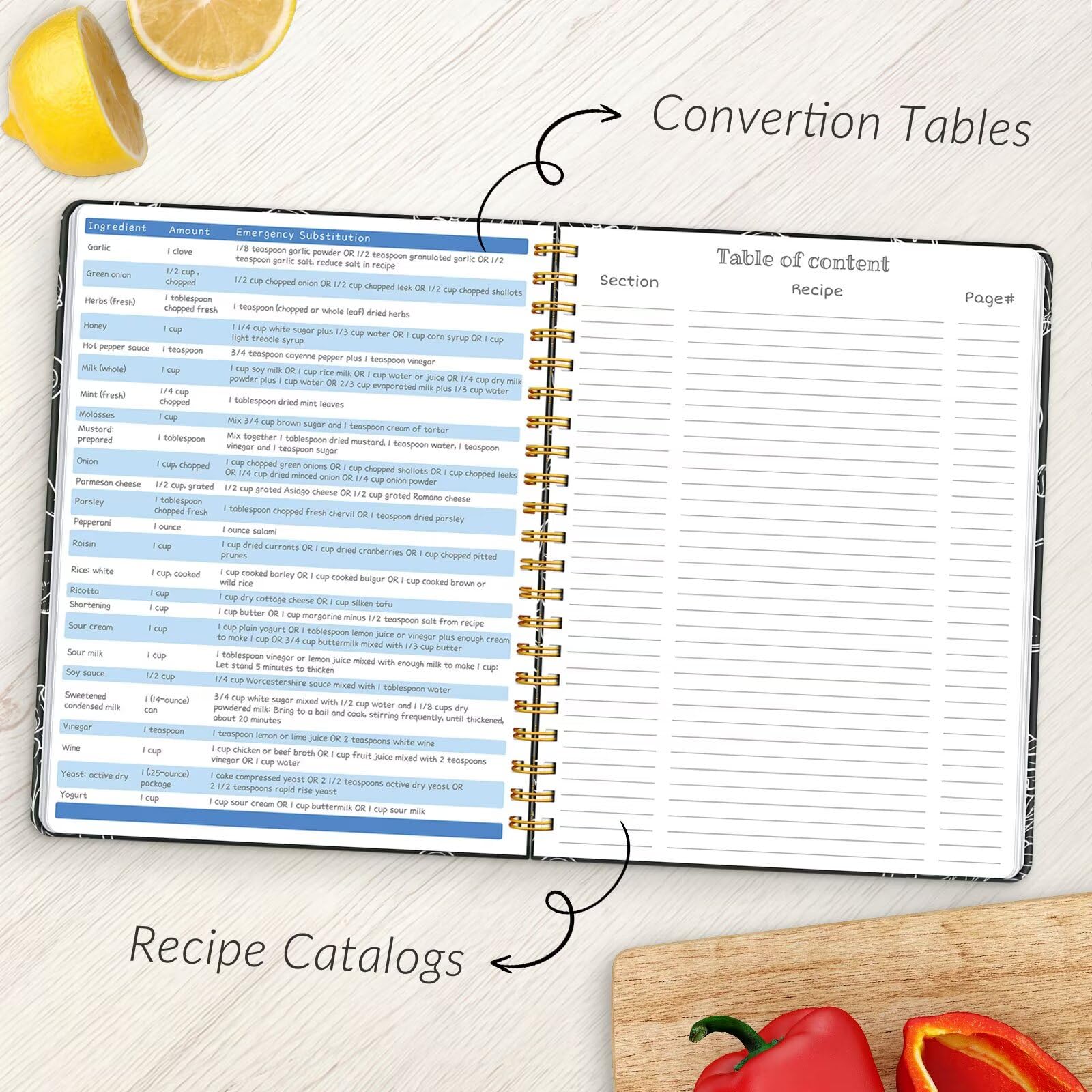 LuBudingJoy Blank Recipe Notebook to Write in Your Own Recipes, Full Page Sprial Hardcover Personal Recipe Organise, Recipe Journal Hold 140 Recipes (Black)