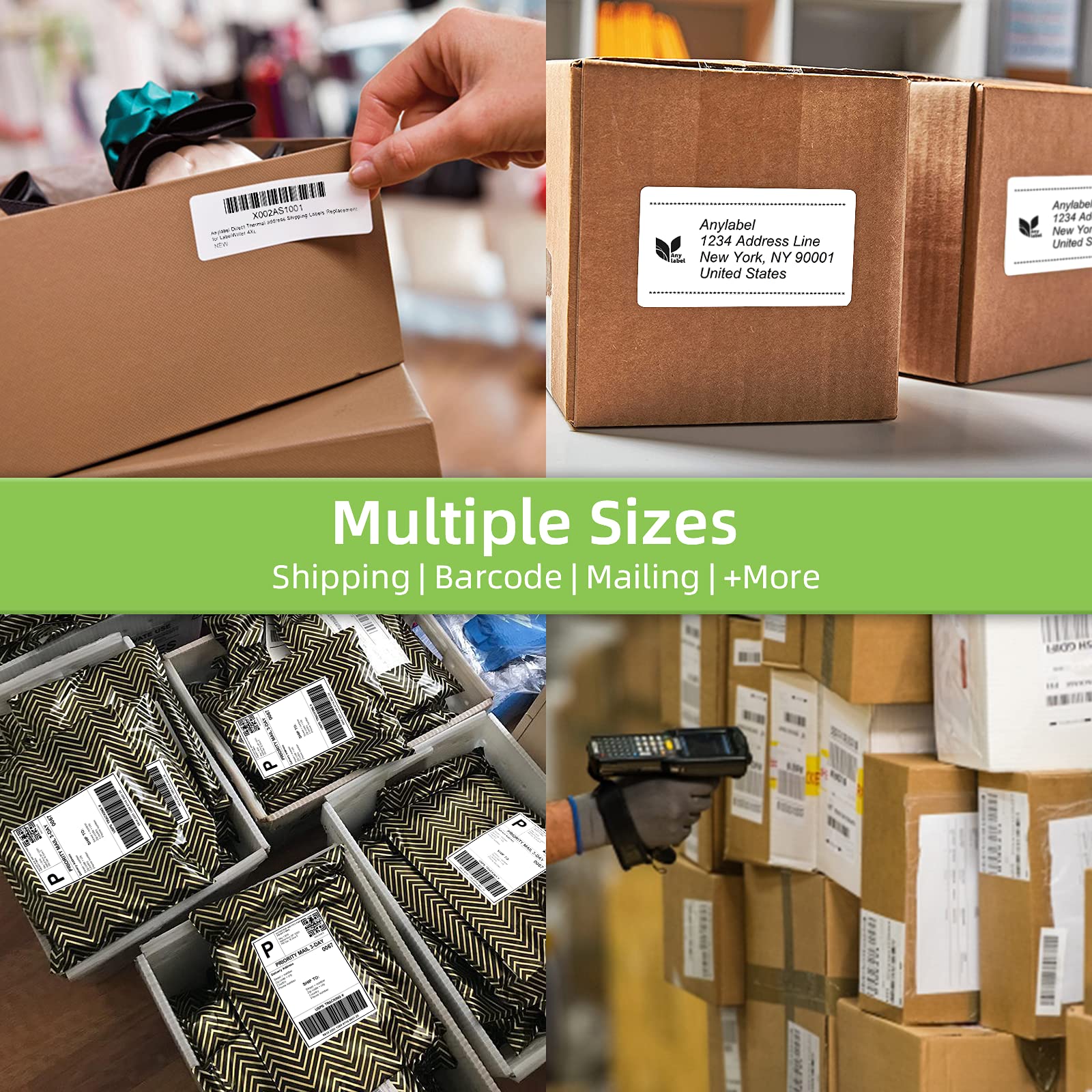 Anylabel 4" x 5 4 Per Page Shipping Labels, 400 Labels (100 Sheets), Inkjet & Laser Printer Compatible