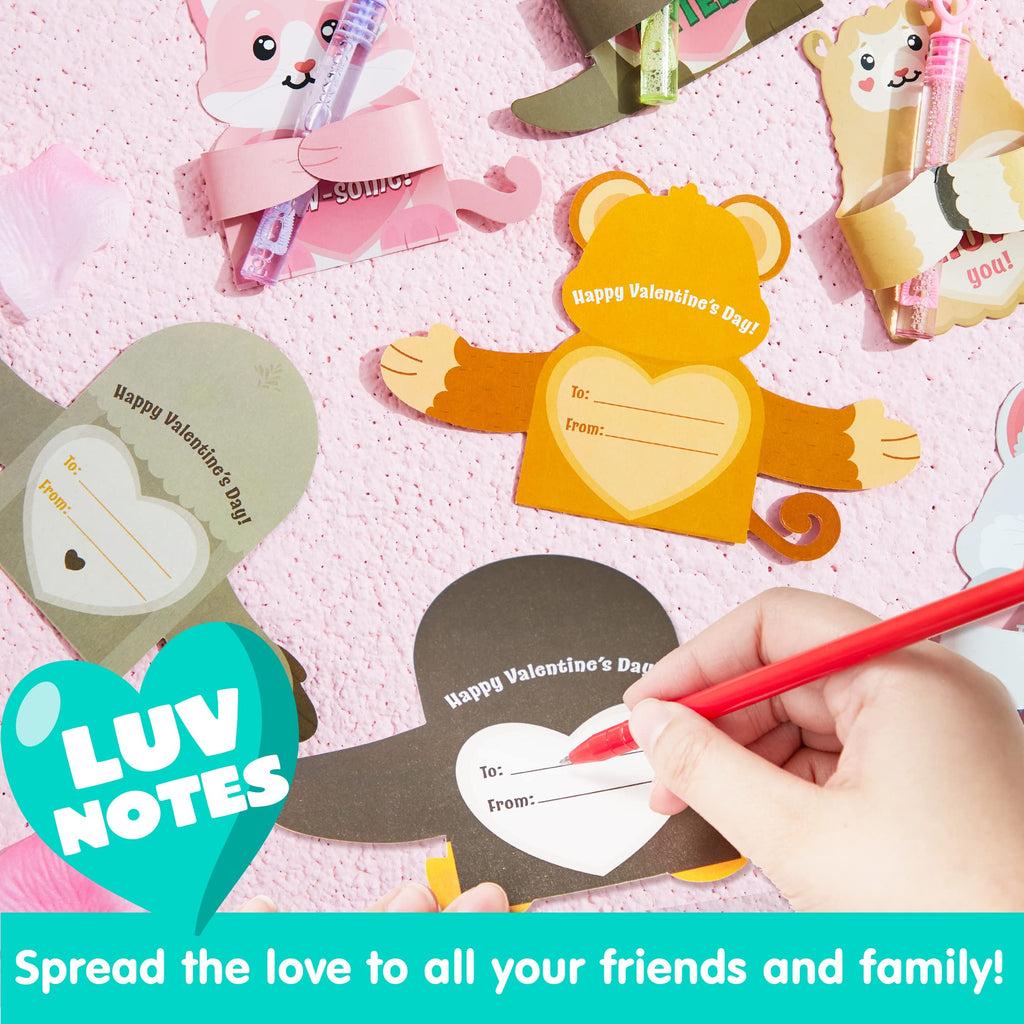 JOYIN 36 Pcs Valentines Day Gifts Cards with Animal Designs,Valentine’s Greeting Cards Candy Holder Cards for Kids, Valentine Classroom Exchange Cards (Cards only)