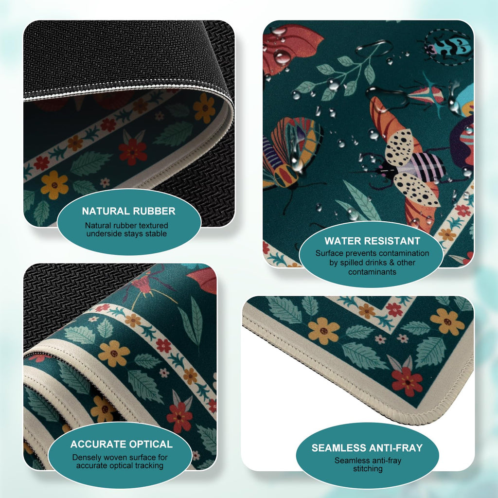 iCasso Desk Mat, 4in1 Large Mouse Pad with Wrist Rest,Green Desk Matt for Desktop,Cute Desk Pad Mat, Anti-Slip XXL Ergonomic Mousepad with Wrist Support for Keyboard and Mouse