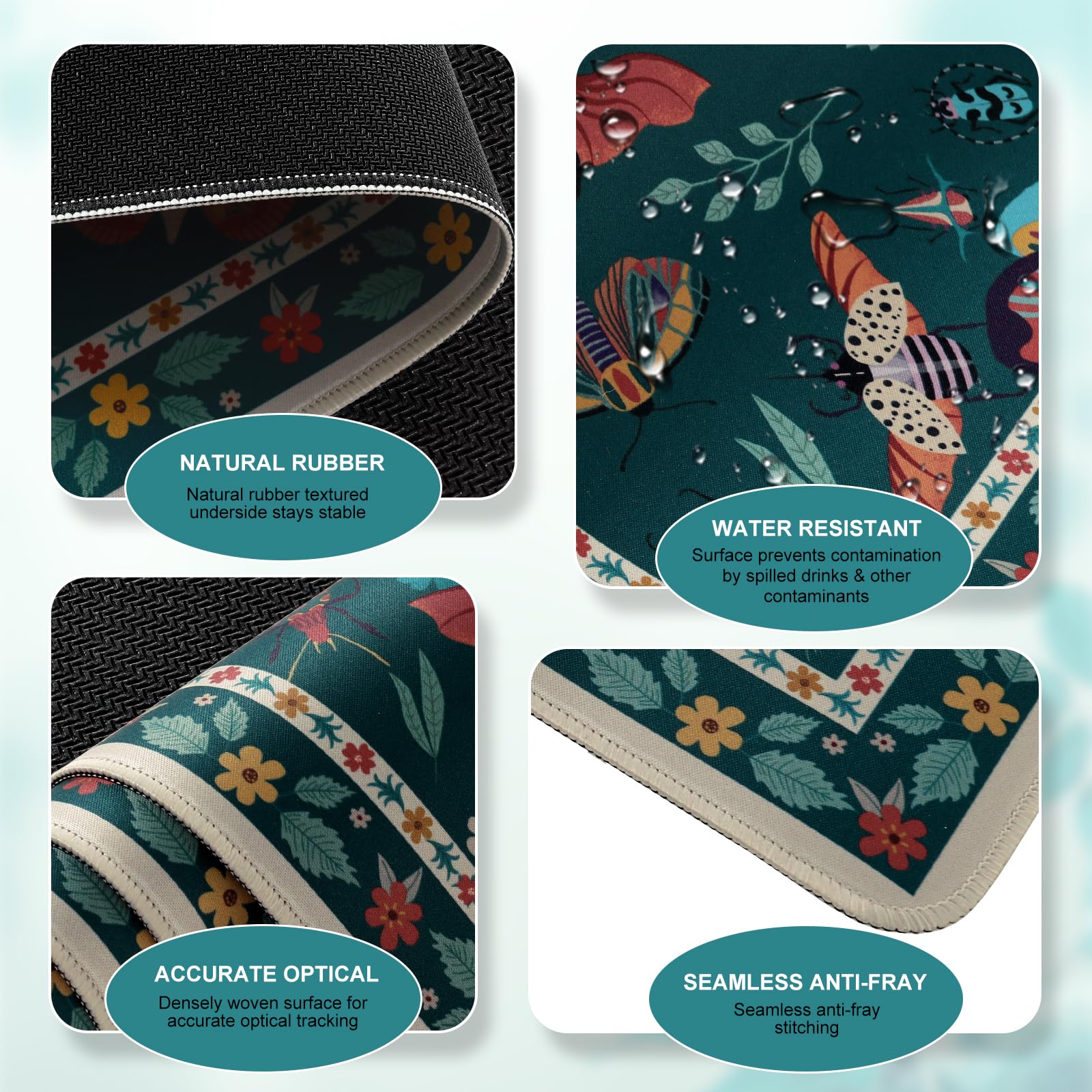 iCasso Desk Mat, 4in1 Large Mouse Pad with Wrist Rest,Green Desk Matt for Desktop,Cute Desk Pad Mat, Anti-Slip XXL Ergonomic Mousepad with Wrist Support for Keyboard and Mouse