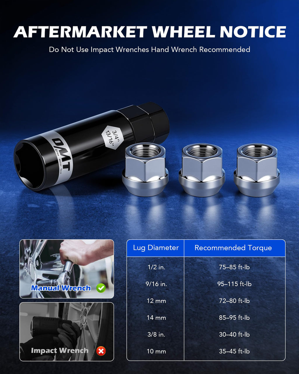 Orion Motor Tech 1/2"-20 Open End Lug Nuts, 3/4" 19mm Hex 0.84x0.9 in. Chrome Plated Wheel Lug Nuts Compatible with Dodge Dakota Ramcharger Ford Bronco Explorer F-150 Jeep Wrangler, Set of 20