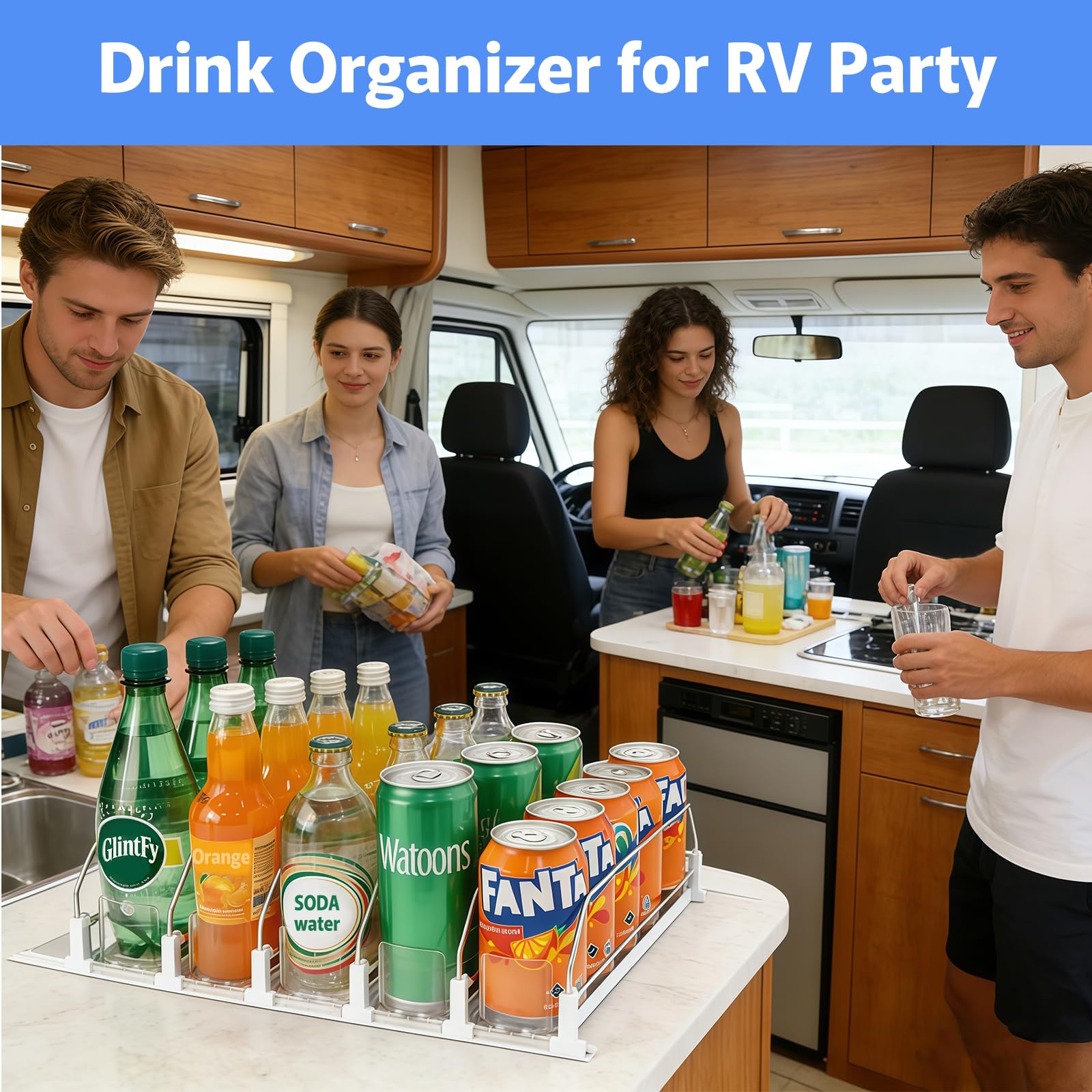 GlintFy Drink Organizer for Fridge,Soda Can Dispenser for Refrigerator,Upgraded 5 Row Fridge Drink Organize,Drink Pusher for Fridge,Automatic Refrigerator Drink Organize for Fridge Holds up to 25 Cans