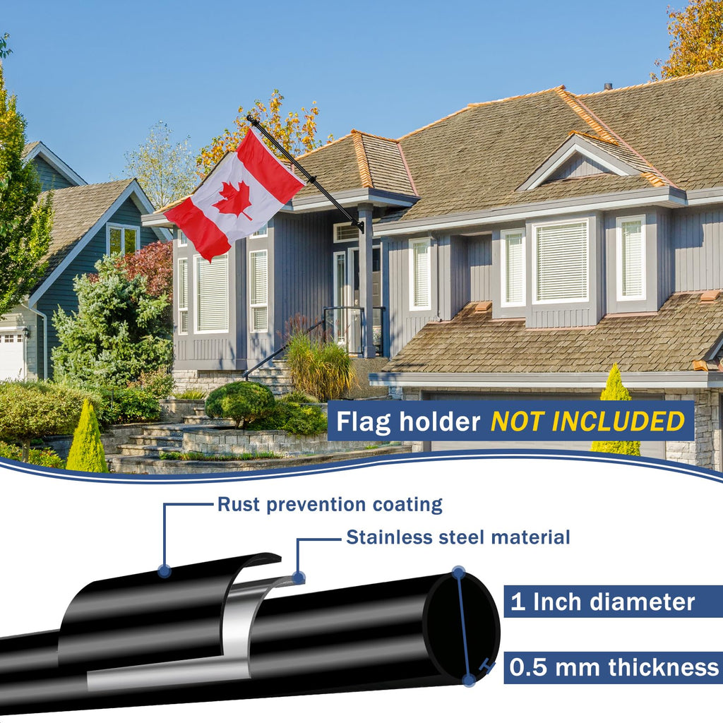 NQ 5 FT Flag Poles for Outside House, Flag Poles Outdoor for Porch, Yard, House Flag Pole, Heavy Duty Flagpole (Black, Without Flag Holder)