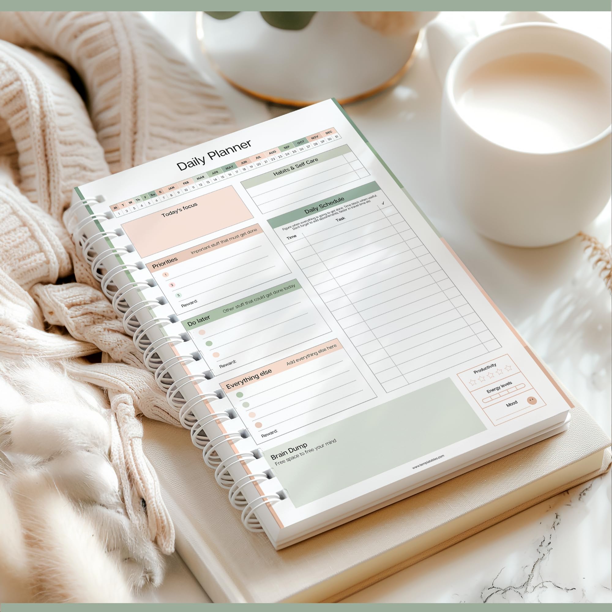 ADHD Daily Planner for Neurodigenic Adults, Daily Productivity Planner and Task Management to Stay Organized and Focused (Green)