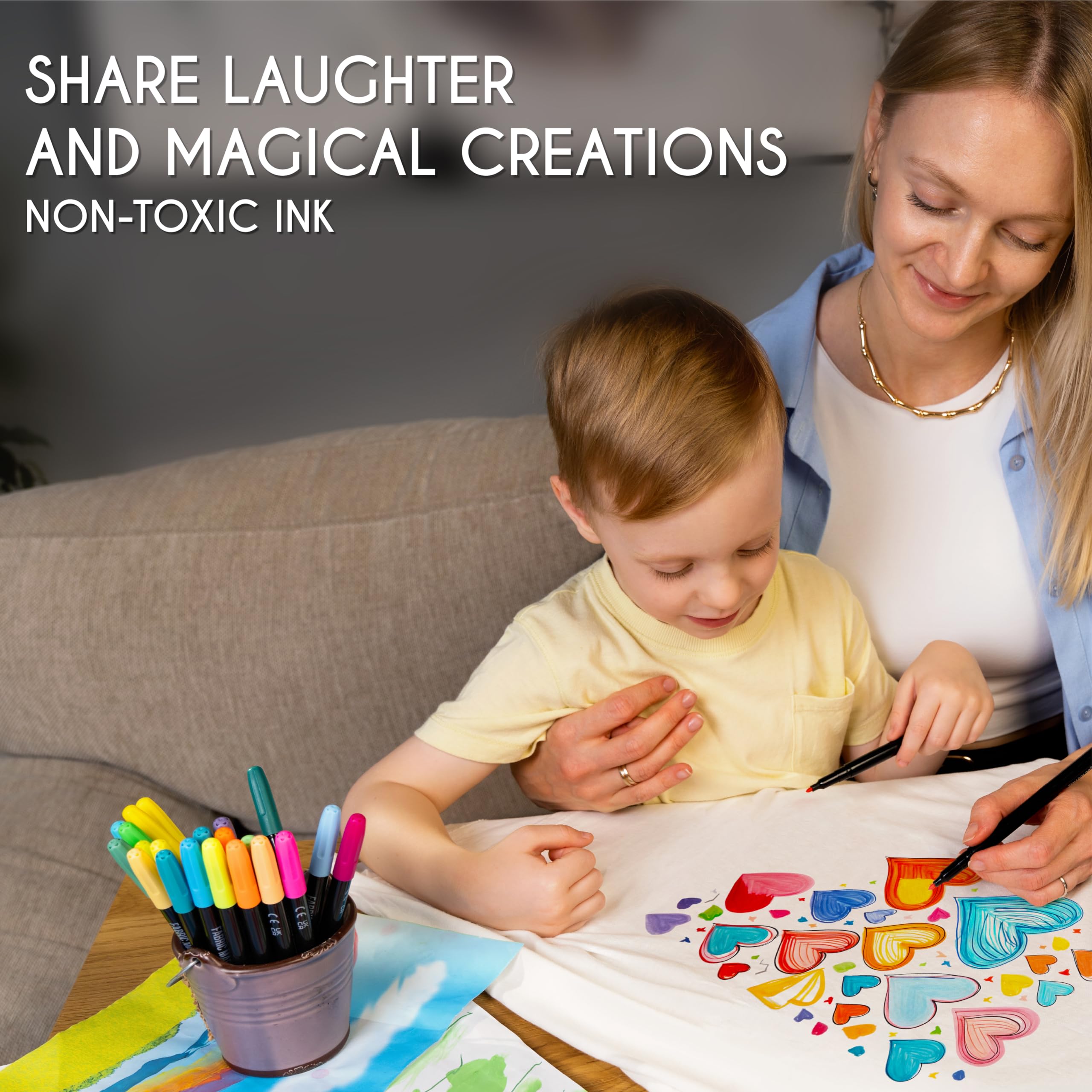 Zenacolor 40 Fabric Markers Permanent for Clothes - Non Toxic and Indelible Fabric Paint Pen