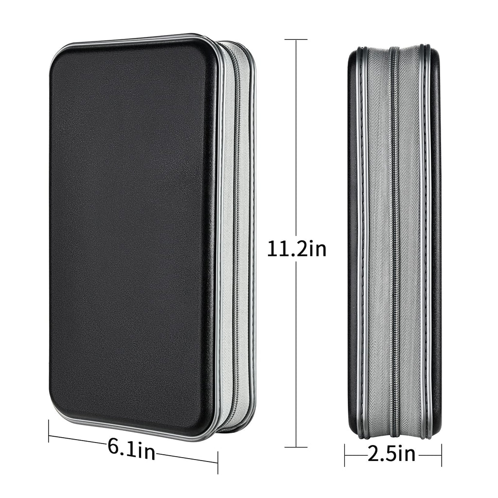 LIOVODE DVD Case, 96 Capacity CD Case Media Storage Holder Wallet Disc Collection Hard Plastic Booklet Organizer for Car (Black)