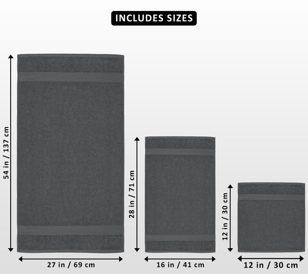 Utopia Towels 8 Piece Premium Towel Set, 2 Bath, 2 Hand, and 4 Wash Cloths, 600 GSM 100% Ring Spun Cotton Highly Absorbent Towels for Bathroom, Gym, Hotel, and Spa, Grey