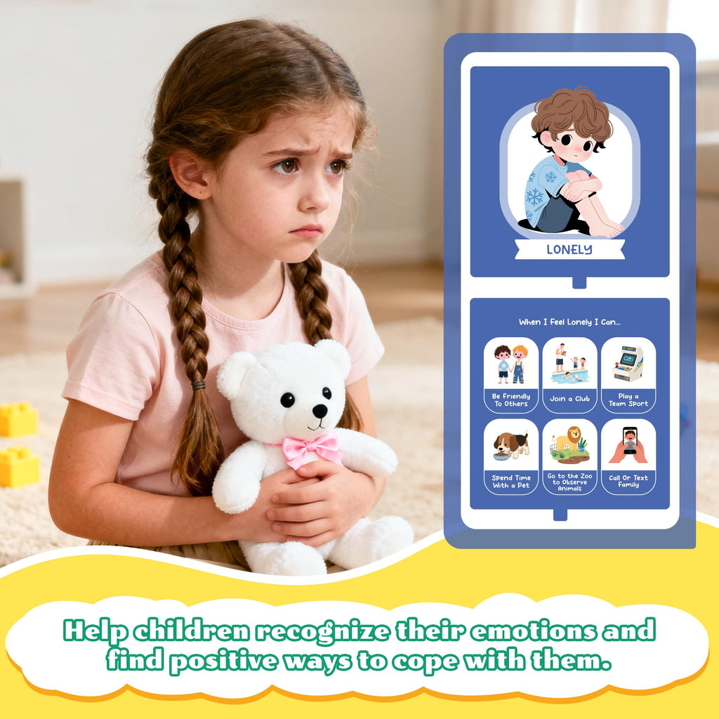 BIROYAL Emotions & Feelings Chart for Kids, 30 Different Emotions Book, Autism Must-Have ADHD Tools for Toddler, Self Emotional Regulation Tools, Feelings Wheel Flip Book, Calming Down Corner Items