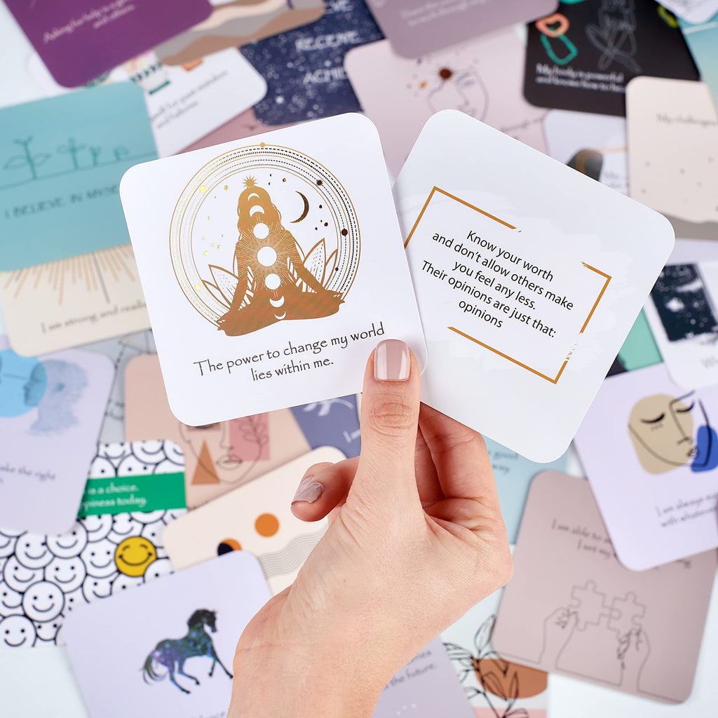 Positive Affirmations Cards for Women with Thought-Provoking Questions, Daily Affirmations for Women, Mindfulness, Meditation & Inspirational Cards
