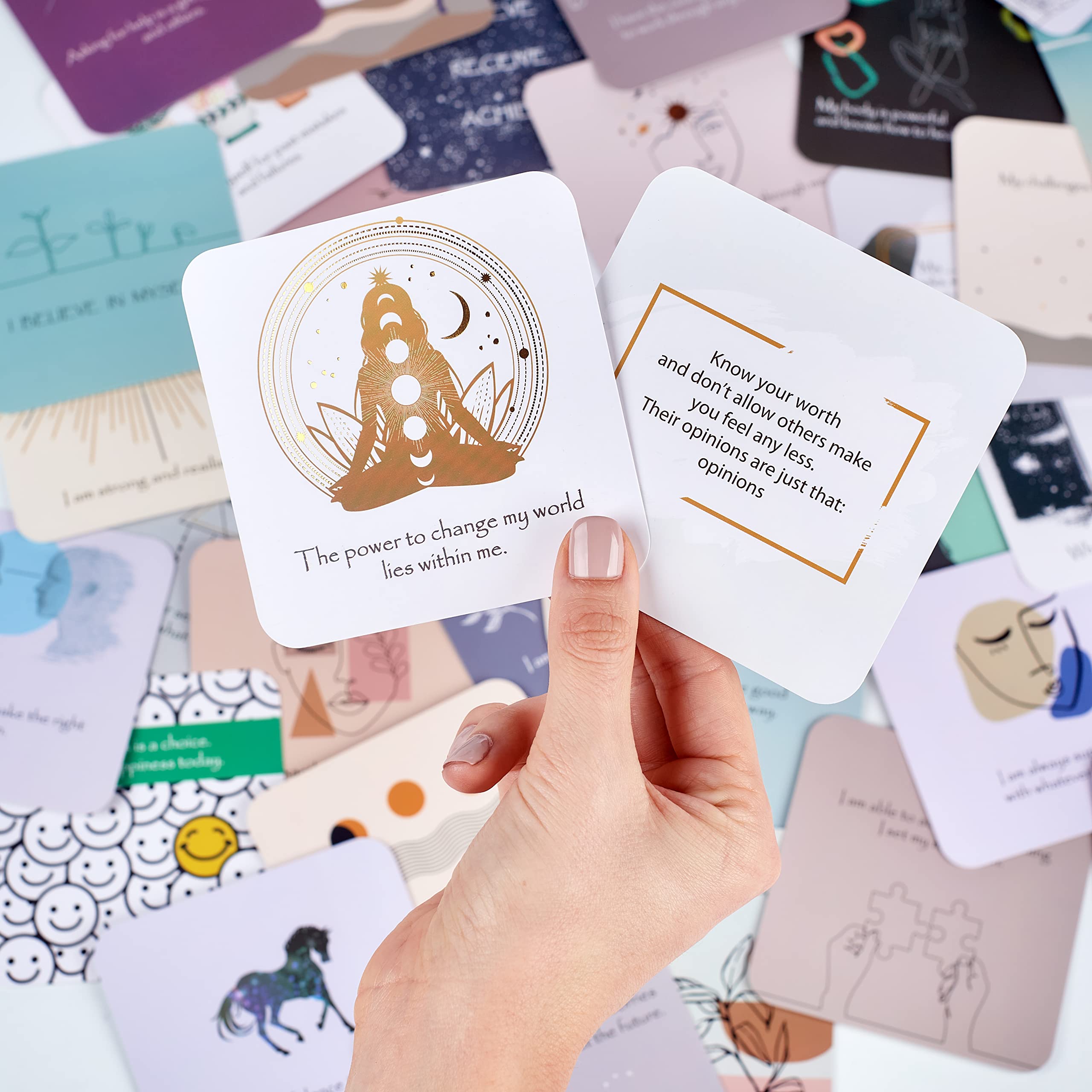 Positive Affirmations Cards for Women with Thought-Provoking Questions, Daily Affirmations for Women, Mindfulness, Meditation & Inspirational Cards