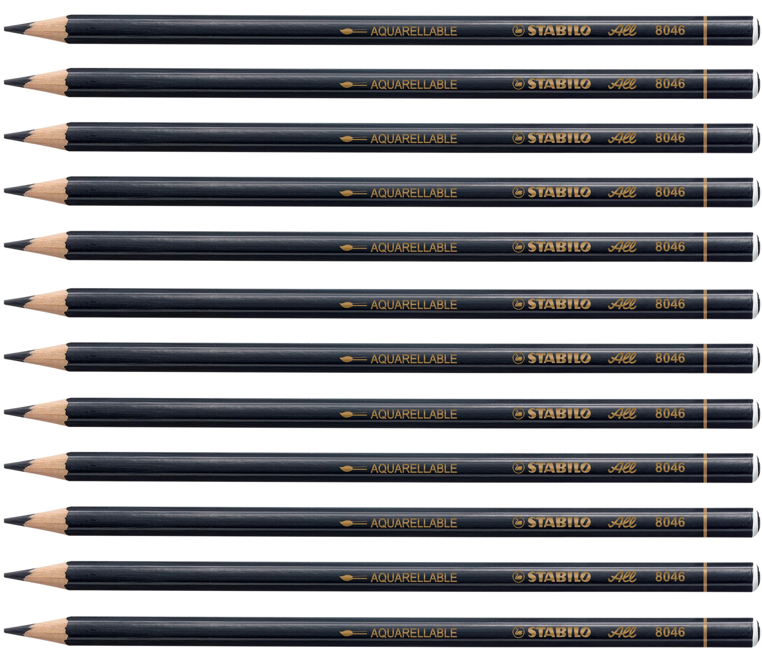 Stabilo 8406 All Coloured Pencil Crayons for Almost All Surfaces, 3.3 mm, Black, Pack of 12